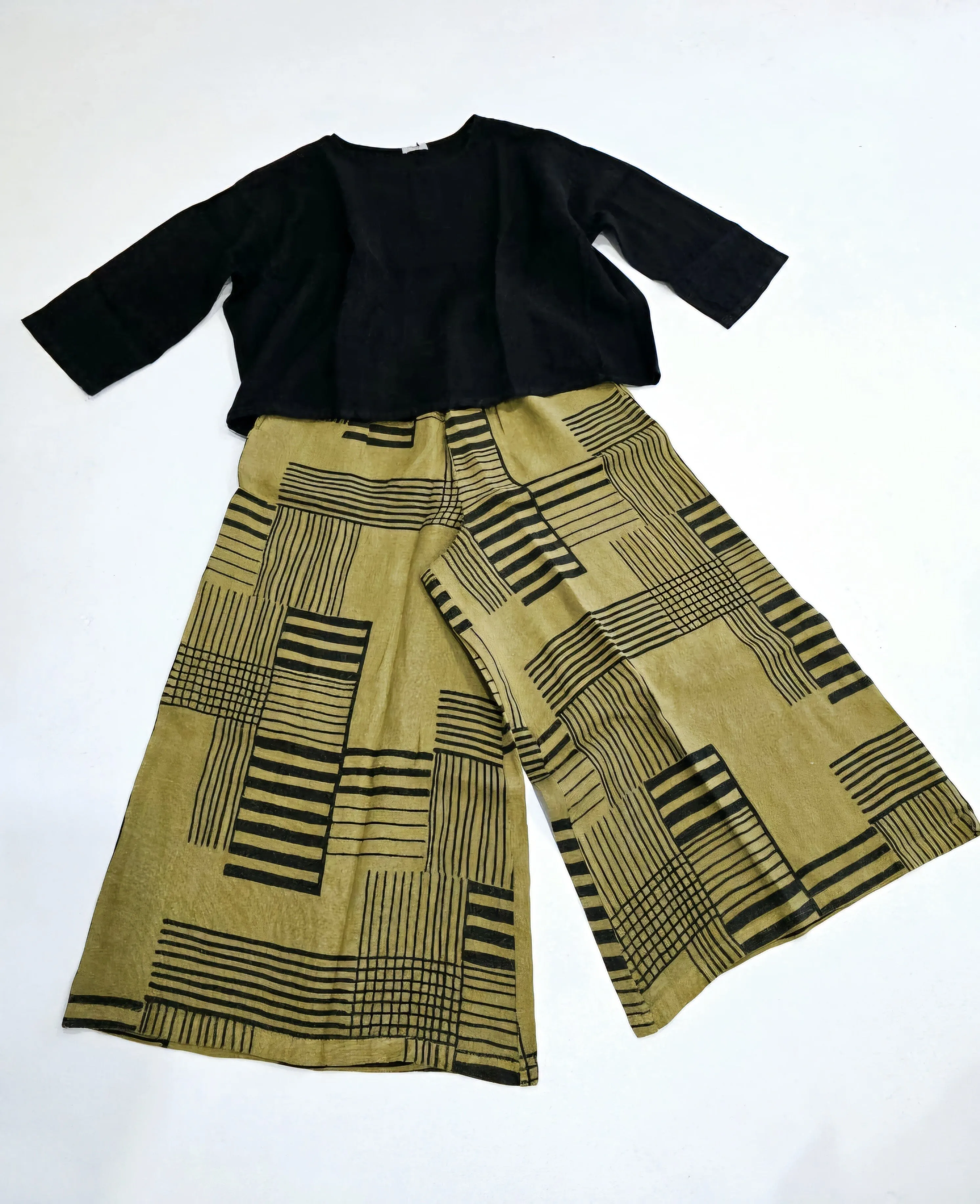 Frederic Linen Printed Wide Leg Pant