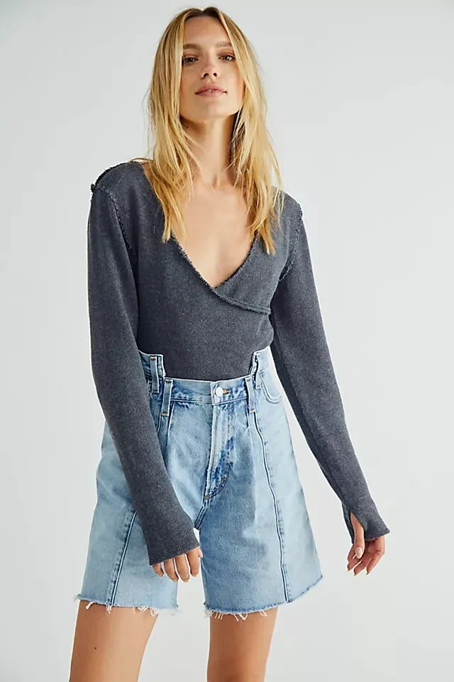 FREE PEOPLE Wrap LIKE A BOSS Raw Hem Top