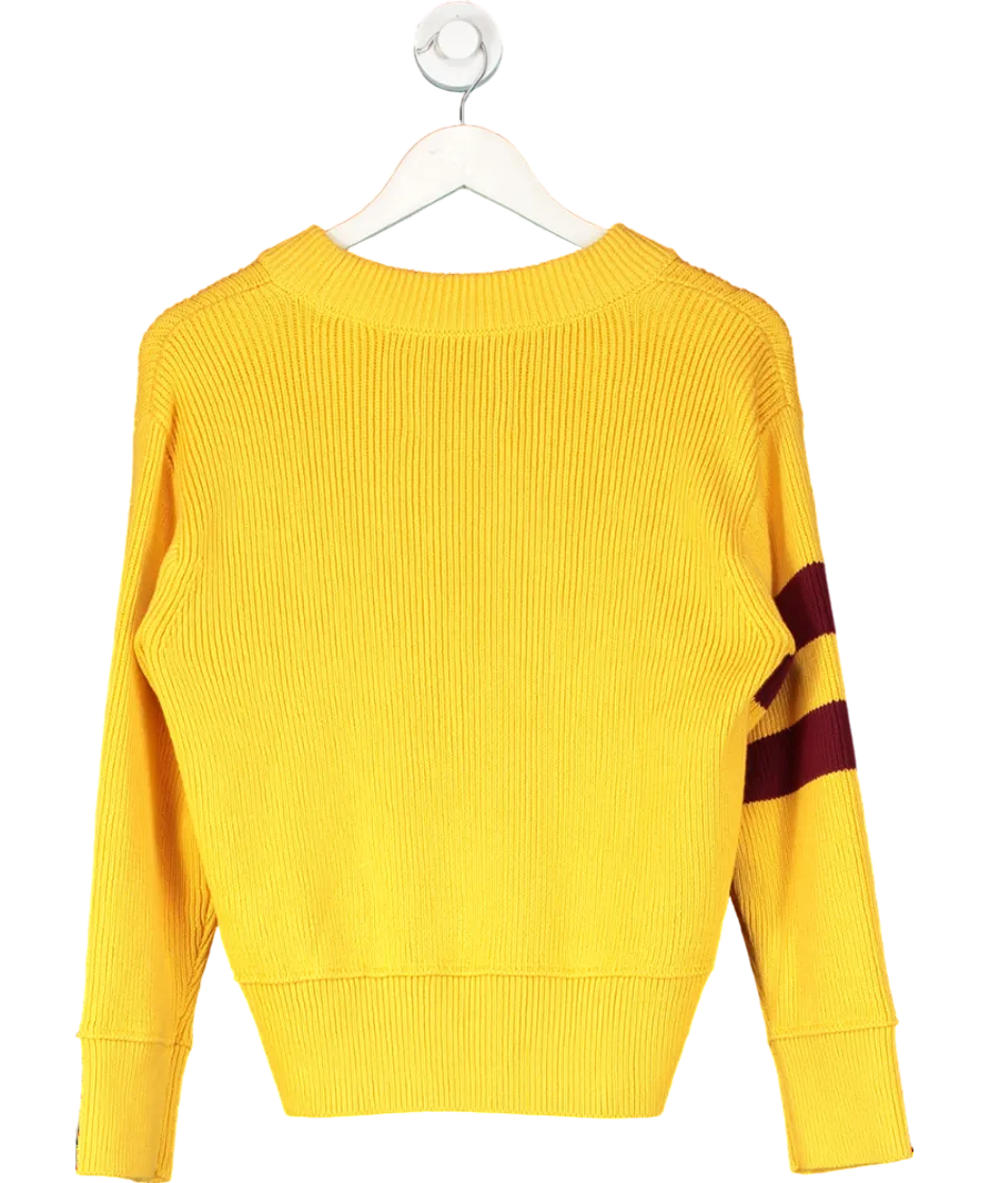 GANT Yellow Varsity V Neck Sweater In Faded Sunset UK S