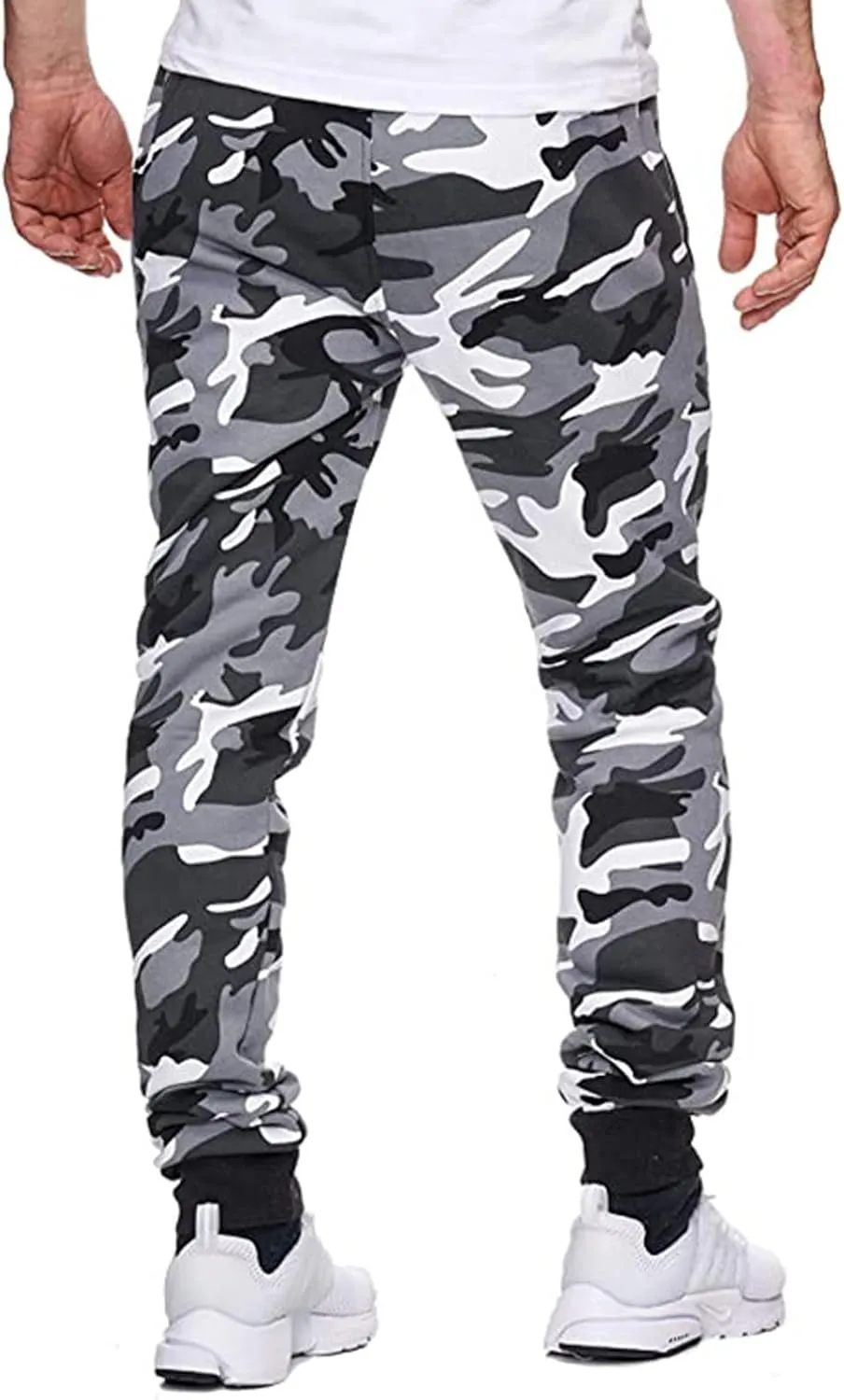 GOFULY Cargo Pants for Men Camouflage Print Casual Drawstring Stretch Elastic Waist Sweat Pants with Pocket Pants Trousers
