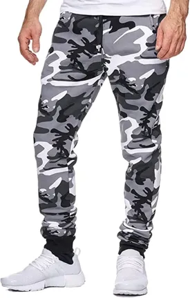 GOFULY Cargo Pants for Men Camouflage Print Casual Drawstring Stretch Elastic Waist Sweat Pants with Pocket Pants Trousers