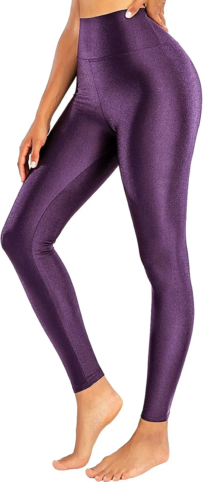 High Waist Shiny Black Stretch Leggings