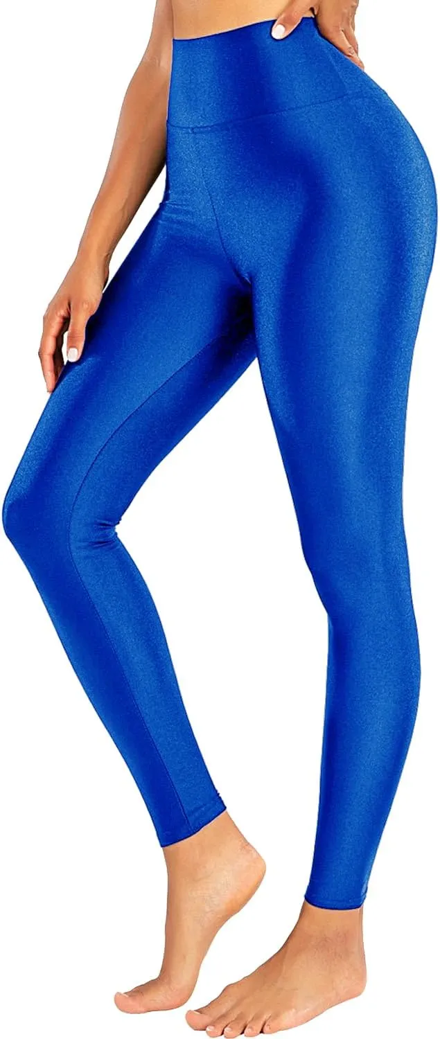 High Waist Shiny Black Stretch Leggings