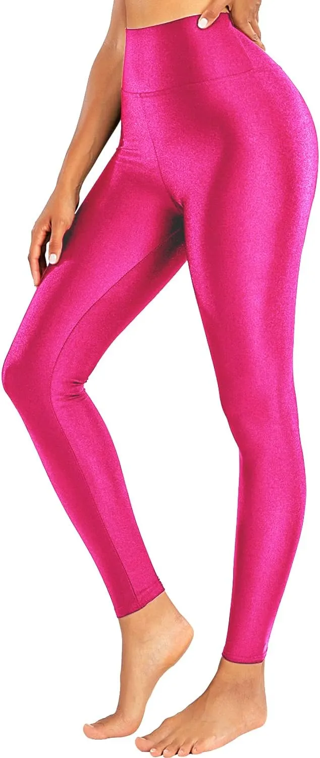 High Waist Shiny Black Stretch Leggings