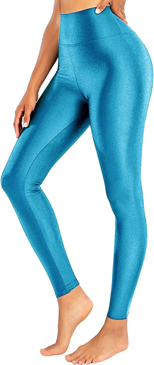High Waist Shiny Black Stretch Leggings