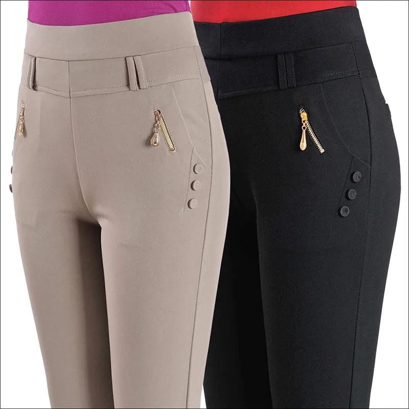 High Waist Stretch Casual Trousers
