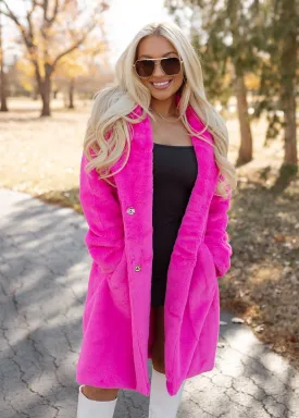 Hollywood Hot Pink Faux Fur Coat