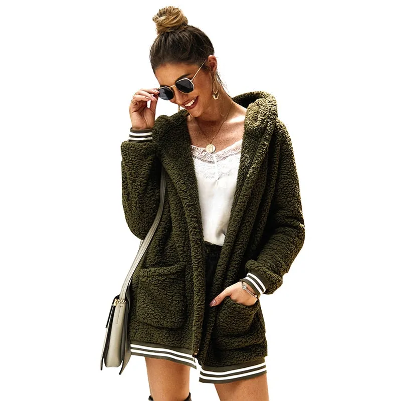 Hooded Thick Plush Coat