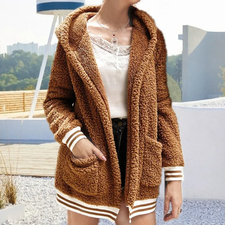Hooded Thick Plush Coat