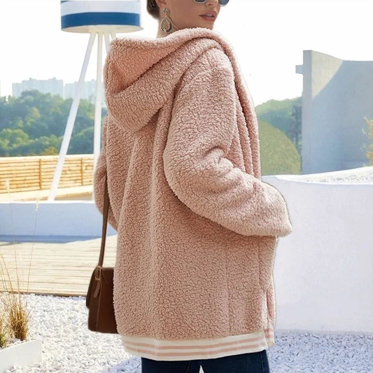 Hooded Thick Plush Coat