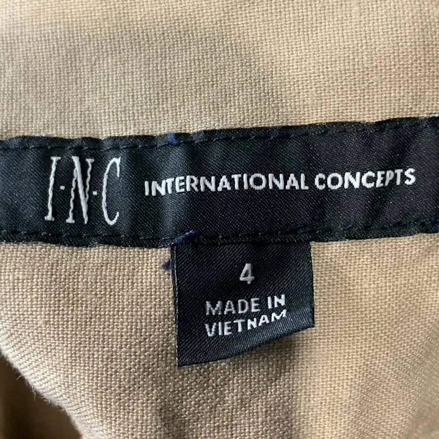 INC INTERNATIONAL Women's Toasted Twine Belted Frayed-Hem Culottes Pants SZ 4