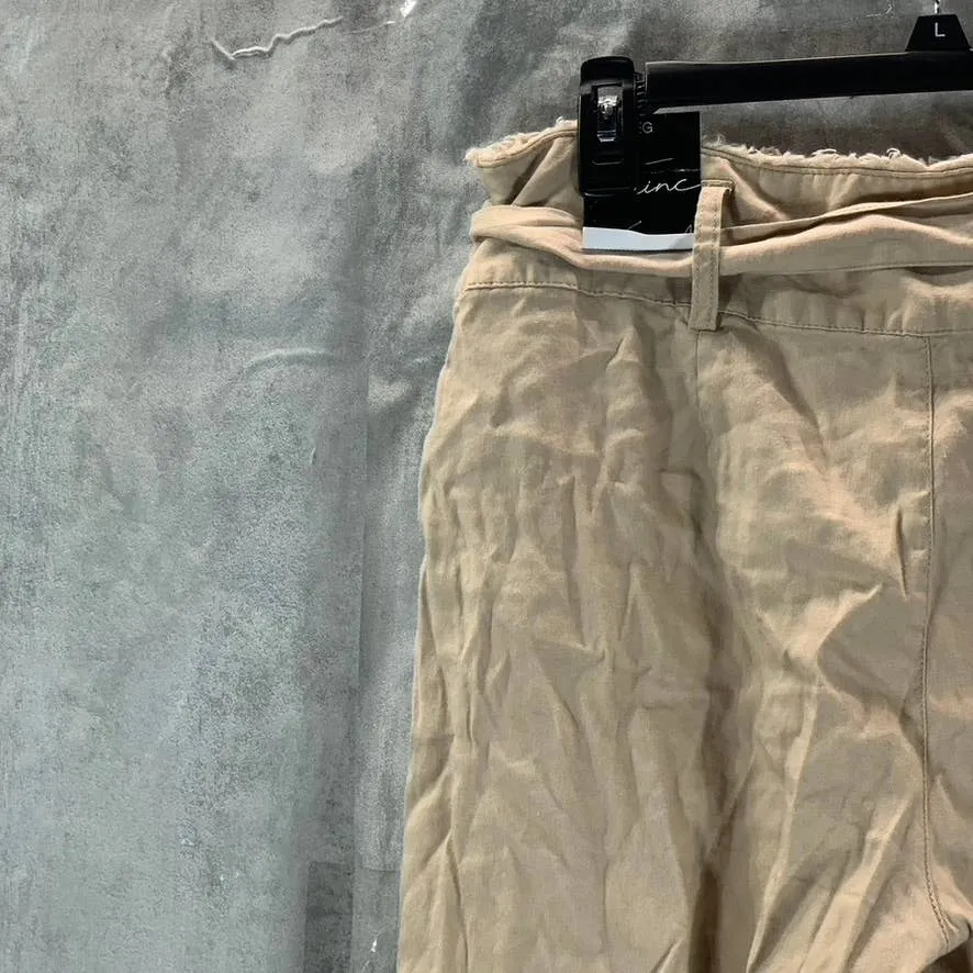 INC INTERNATIONAL Women's Toasted Twine Belted Frayed-Hem Culottes Pants SZ 4