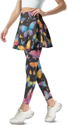 Irisjudy Yoga Legging with Skirts Women Forest Red Mushroom Tennis Pants Leggings Skirts Hawaii Sea Turtle Workout Leggings