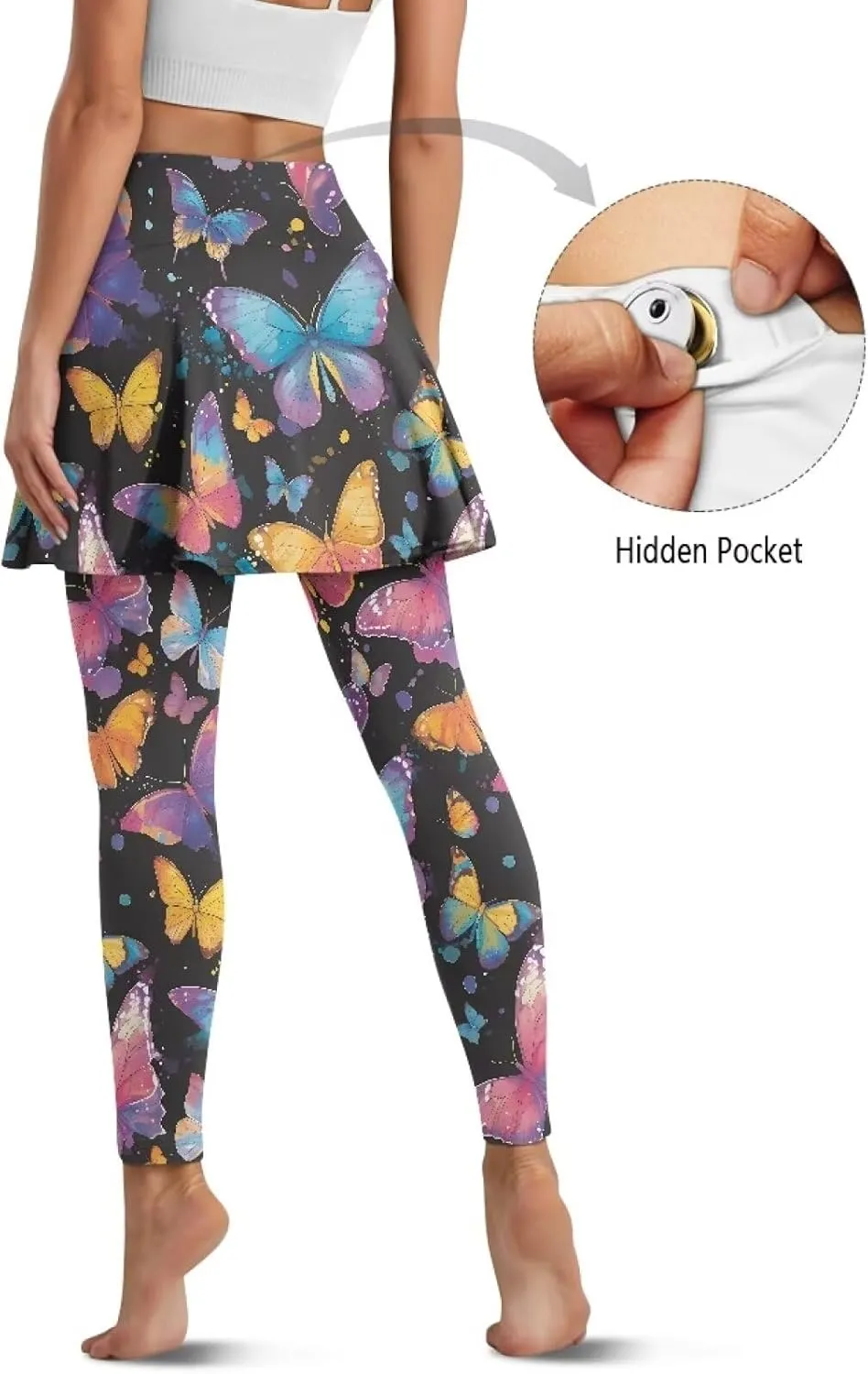 Irisjudy Yoga Legging with Skirts Women Forest Red Mushroom Tennis Pants Leggings Skirts Hawaii Sea Turtle Workout Leggings