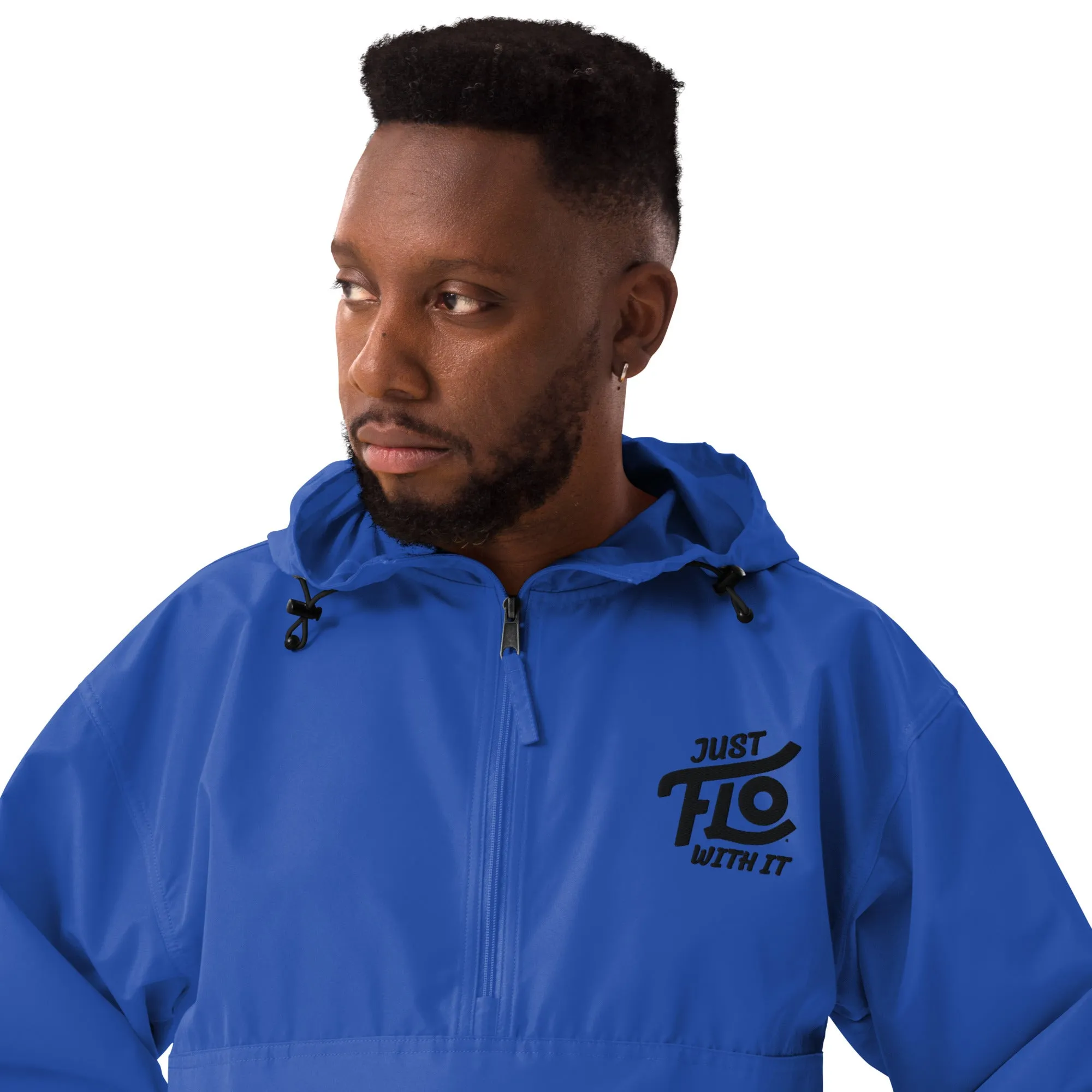 Just FLO With It Embroidered Champion Jacket (Black)