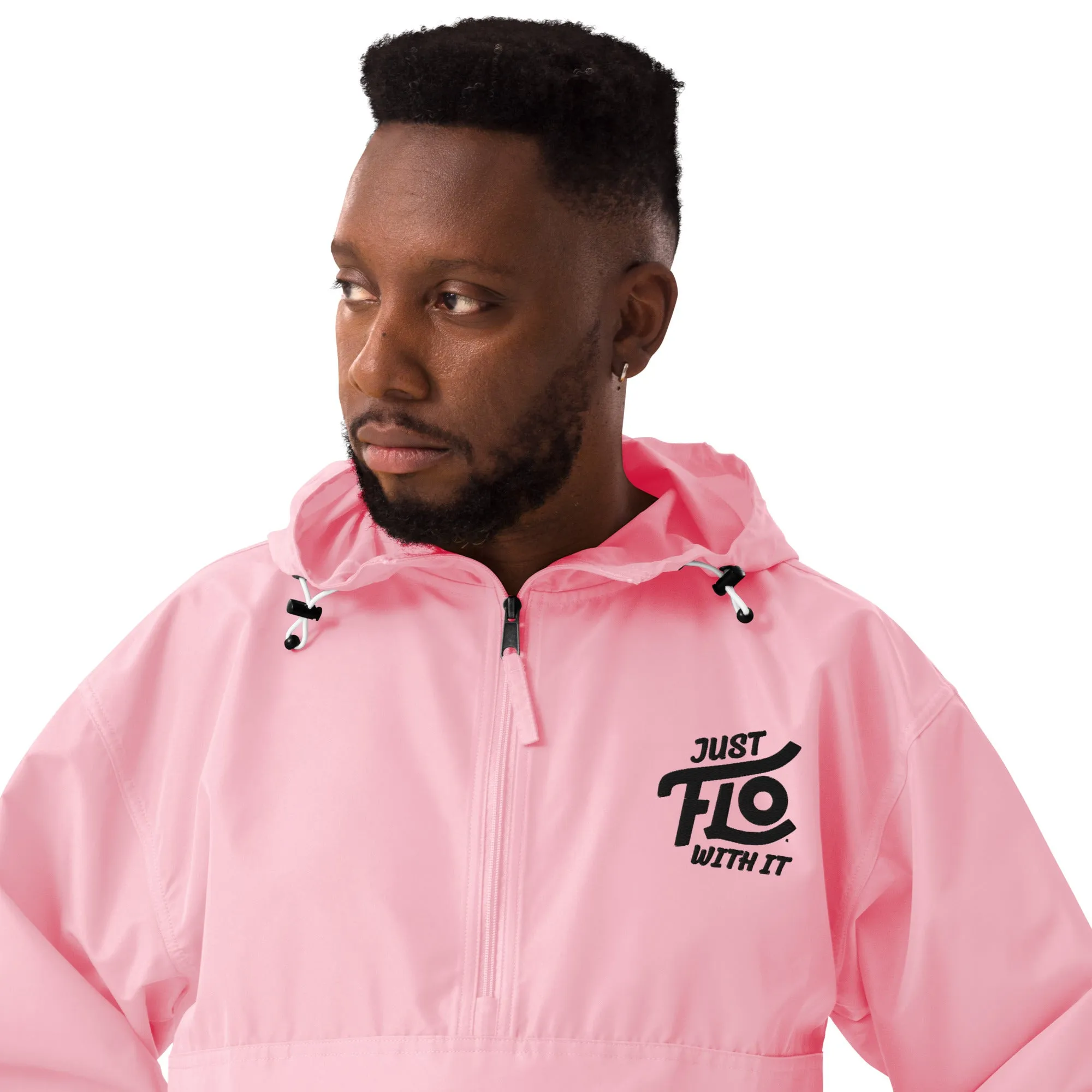 Just FLO With It Embroidered Champion Jacket (Black)