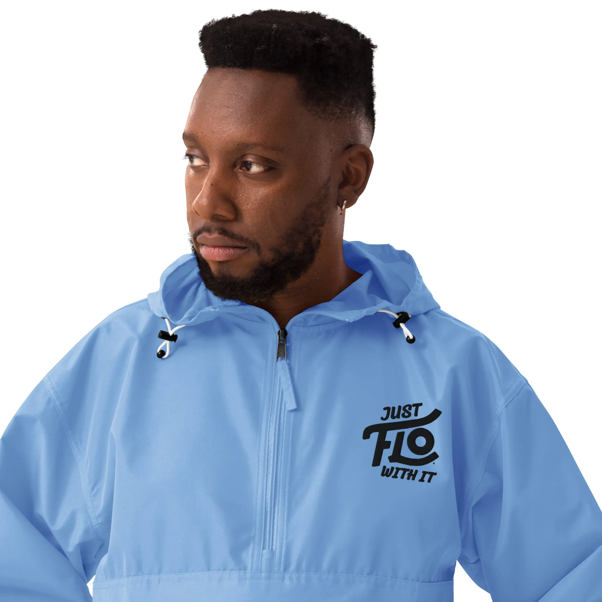 Just FLO With It Embroidered Champion Jacket (Black)
