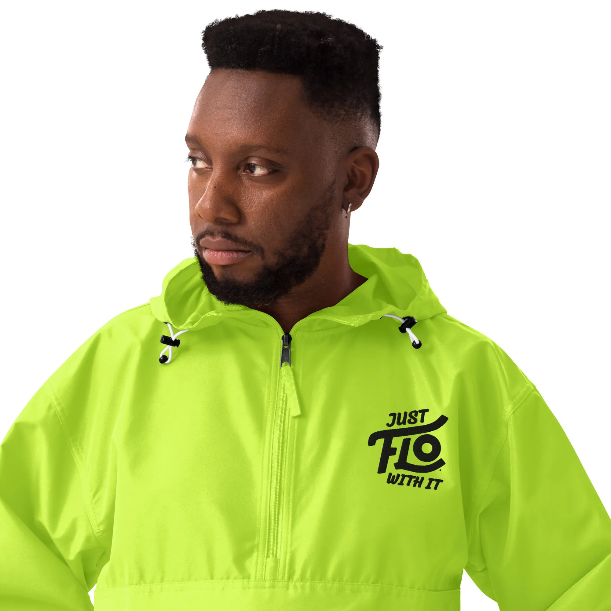 Just FLO With It Embroidered Champion Jacket (Black)