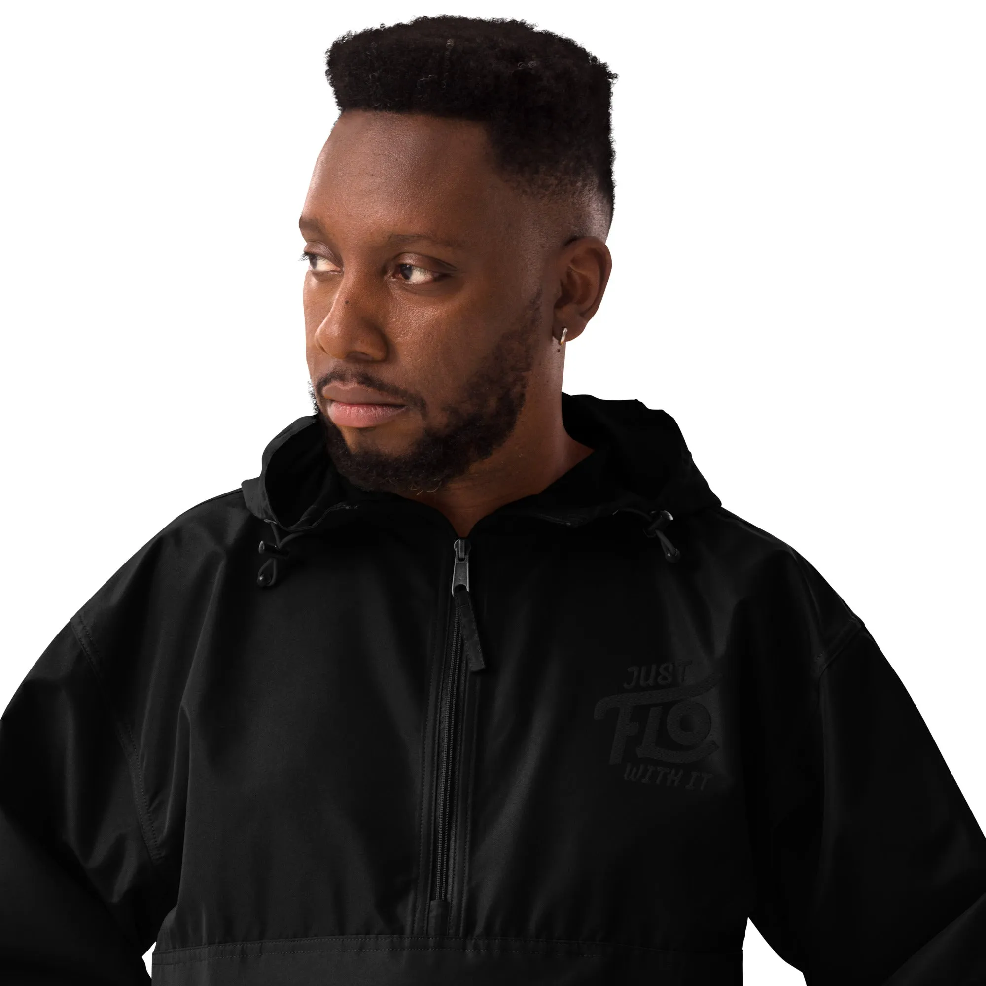 Just FLO With It Embroidered Champion Jacket (Black)