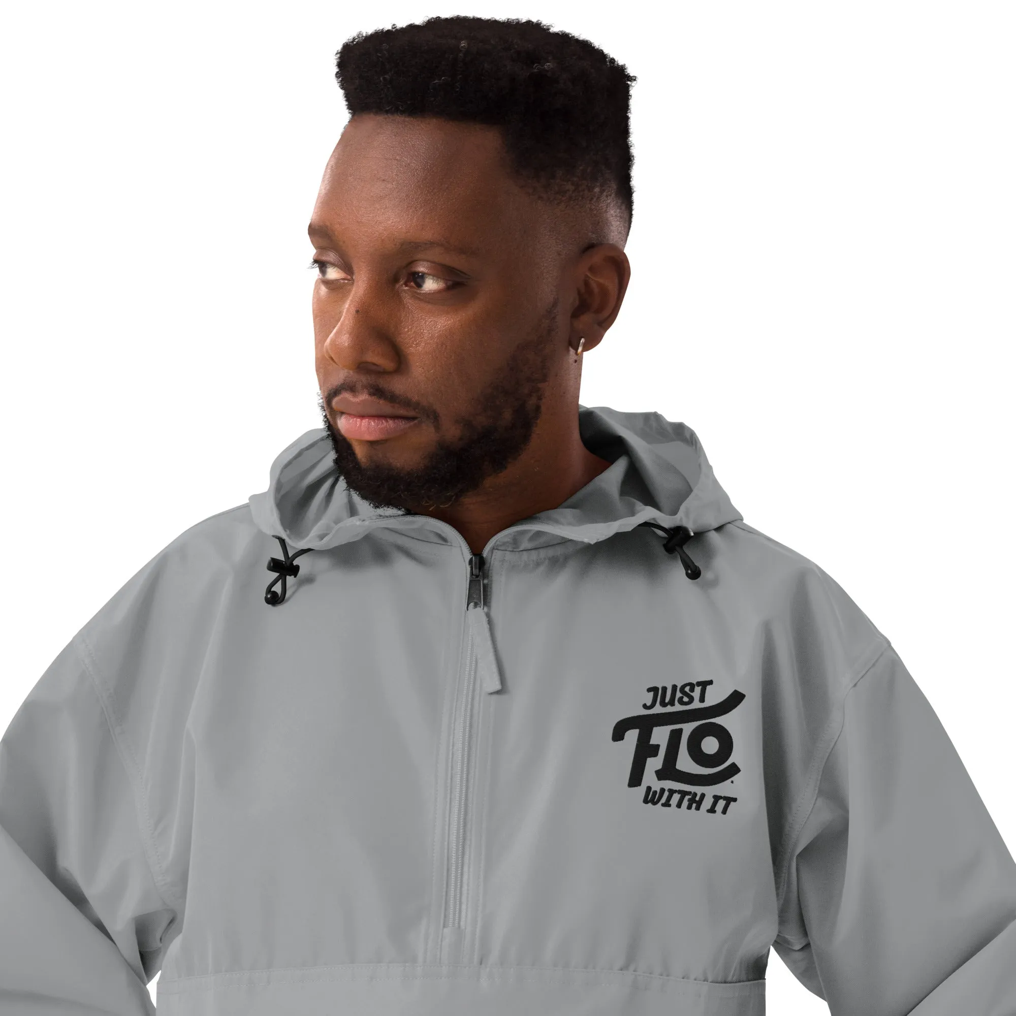 Just FLO With It Embroidered Champion Jacket (Black)