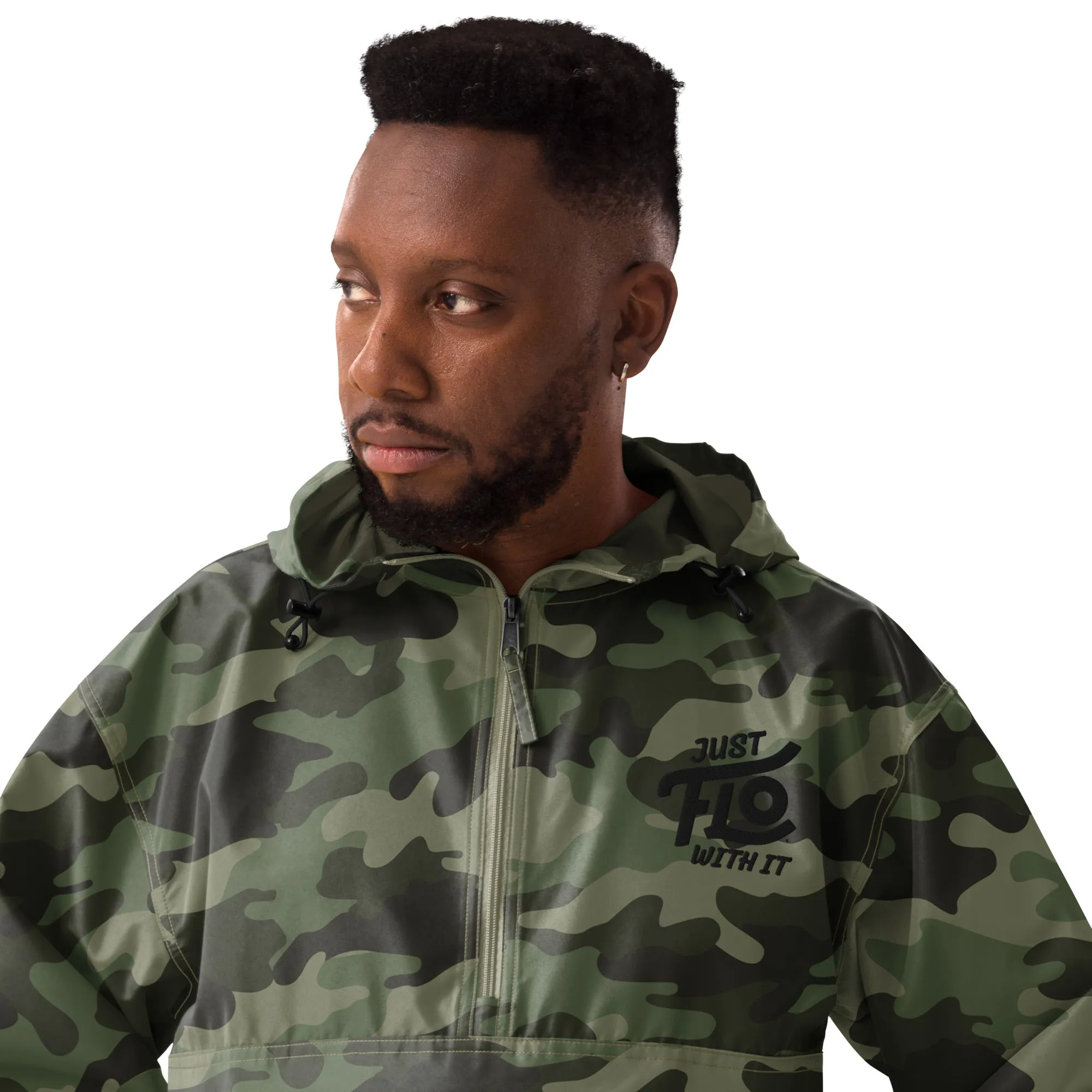 Just FLO With It Embroidered Champion Jacket (Black)