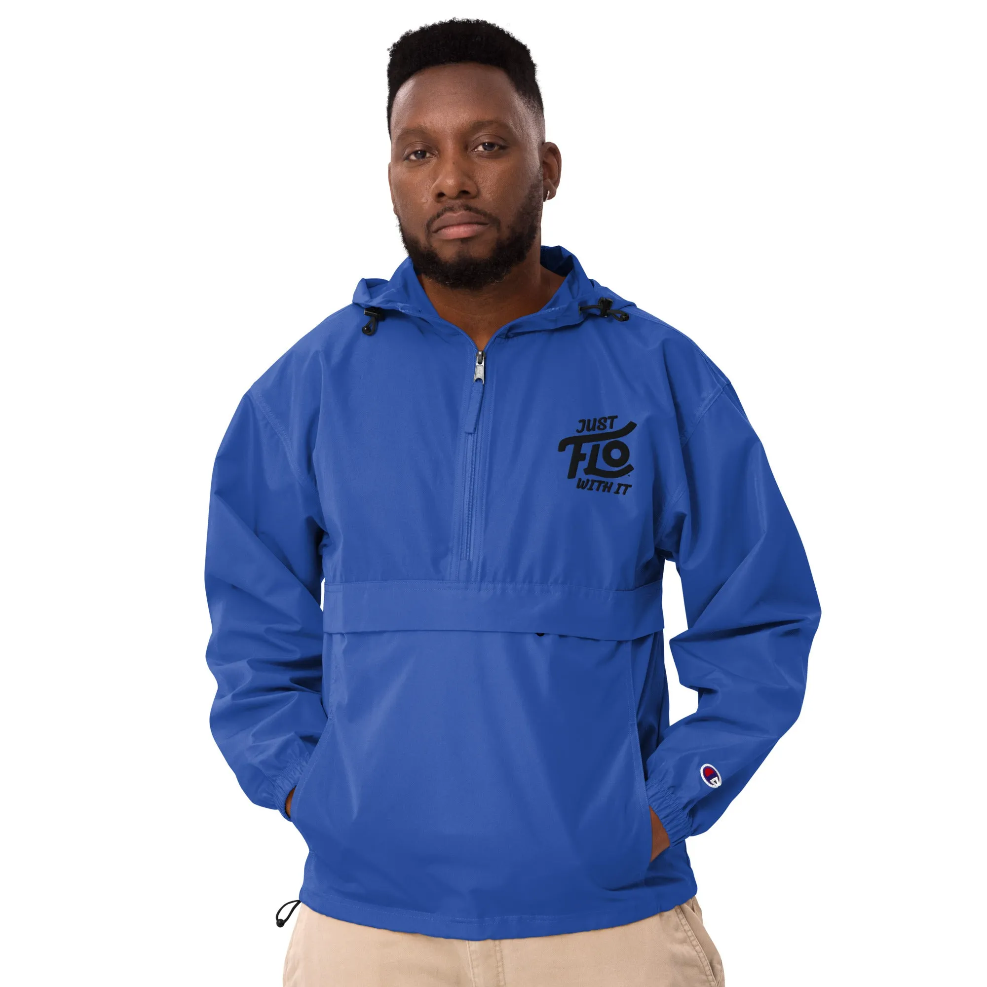 Just FLO With It Embroidered Champion Jacket (Black)