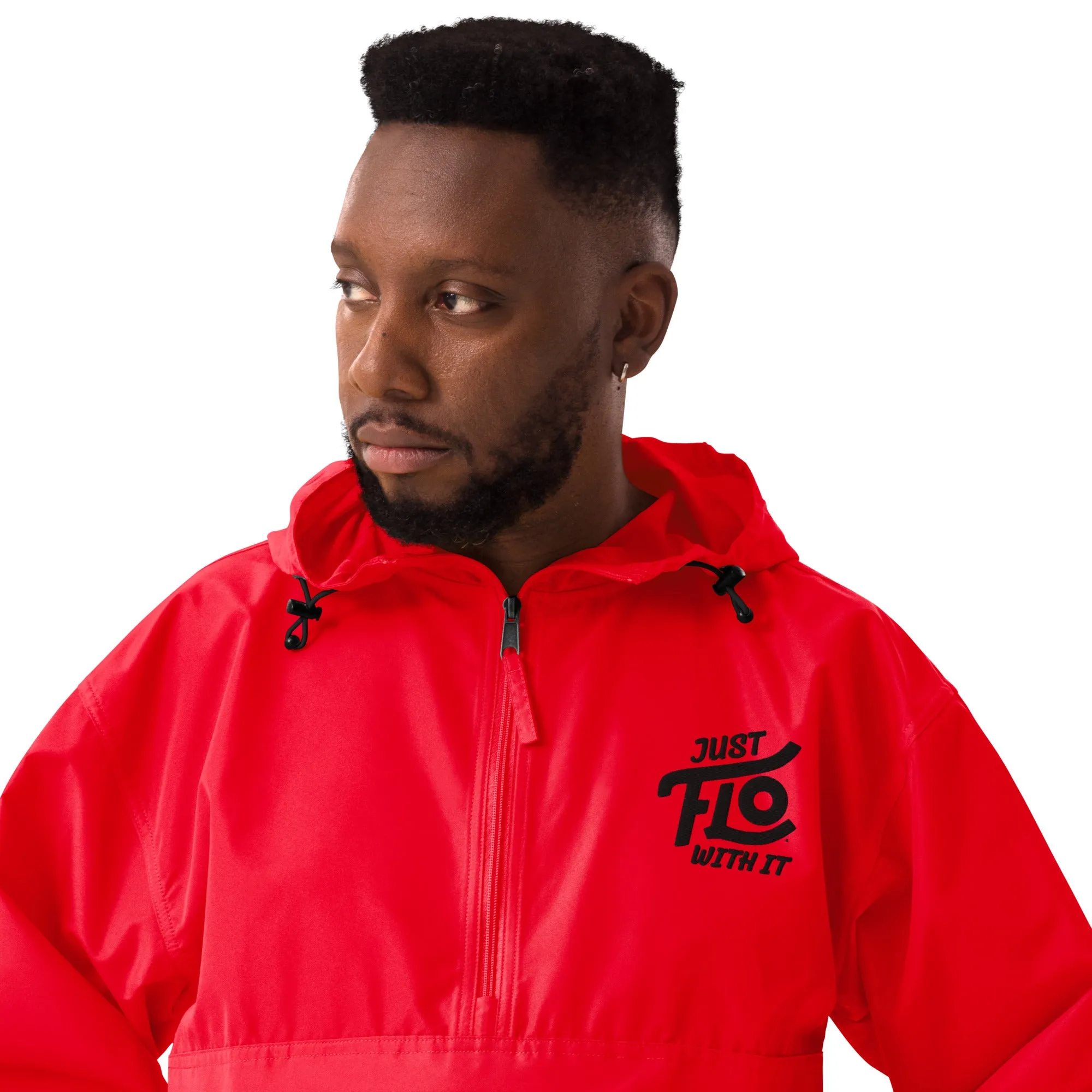 Just FLO With It Embroidered Champion Jacket (Black)