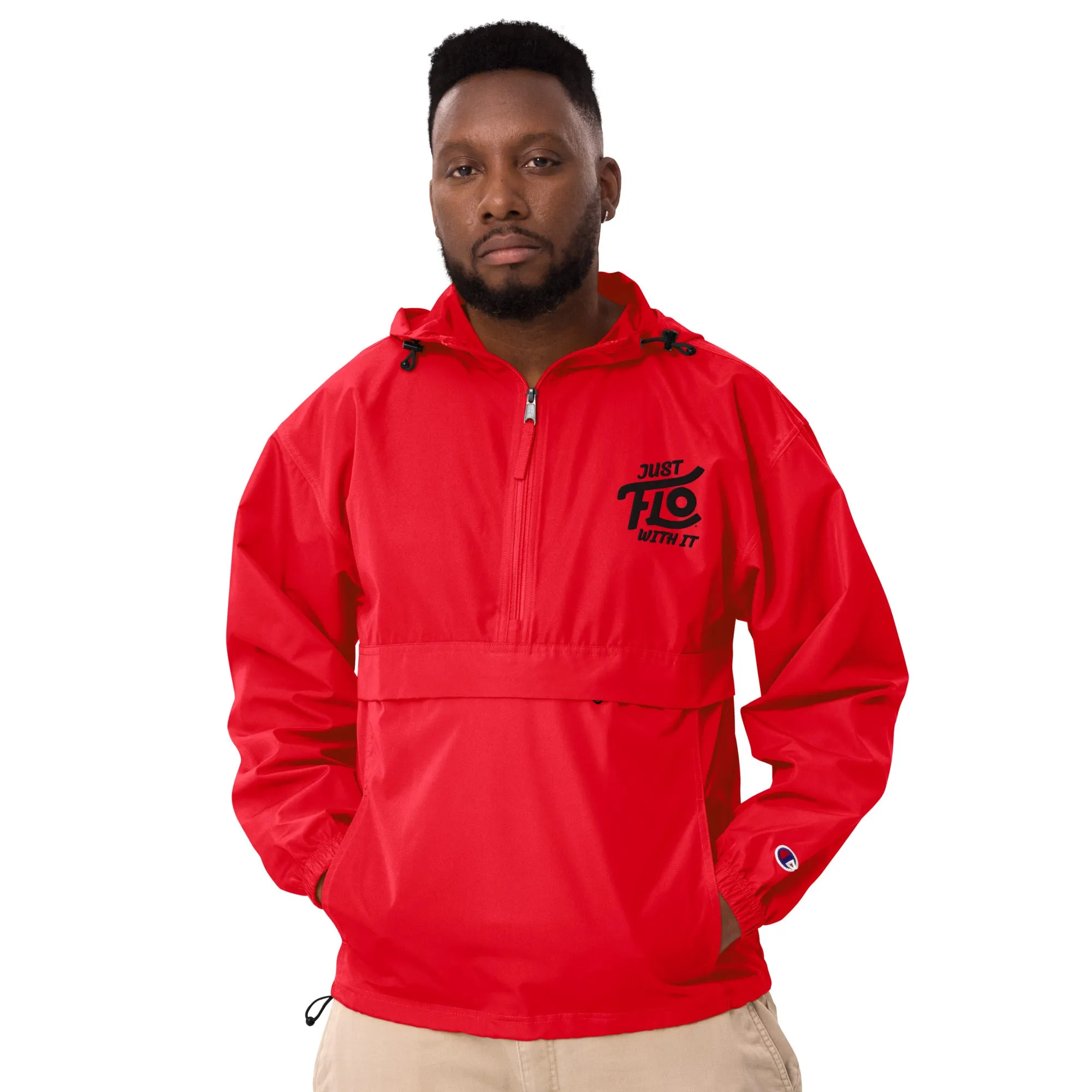 Just FLO With It Embroidered Champion Jacket (Black)