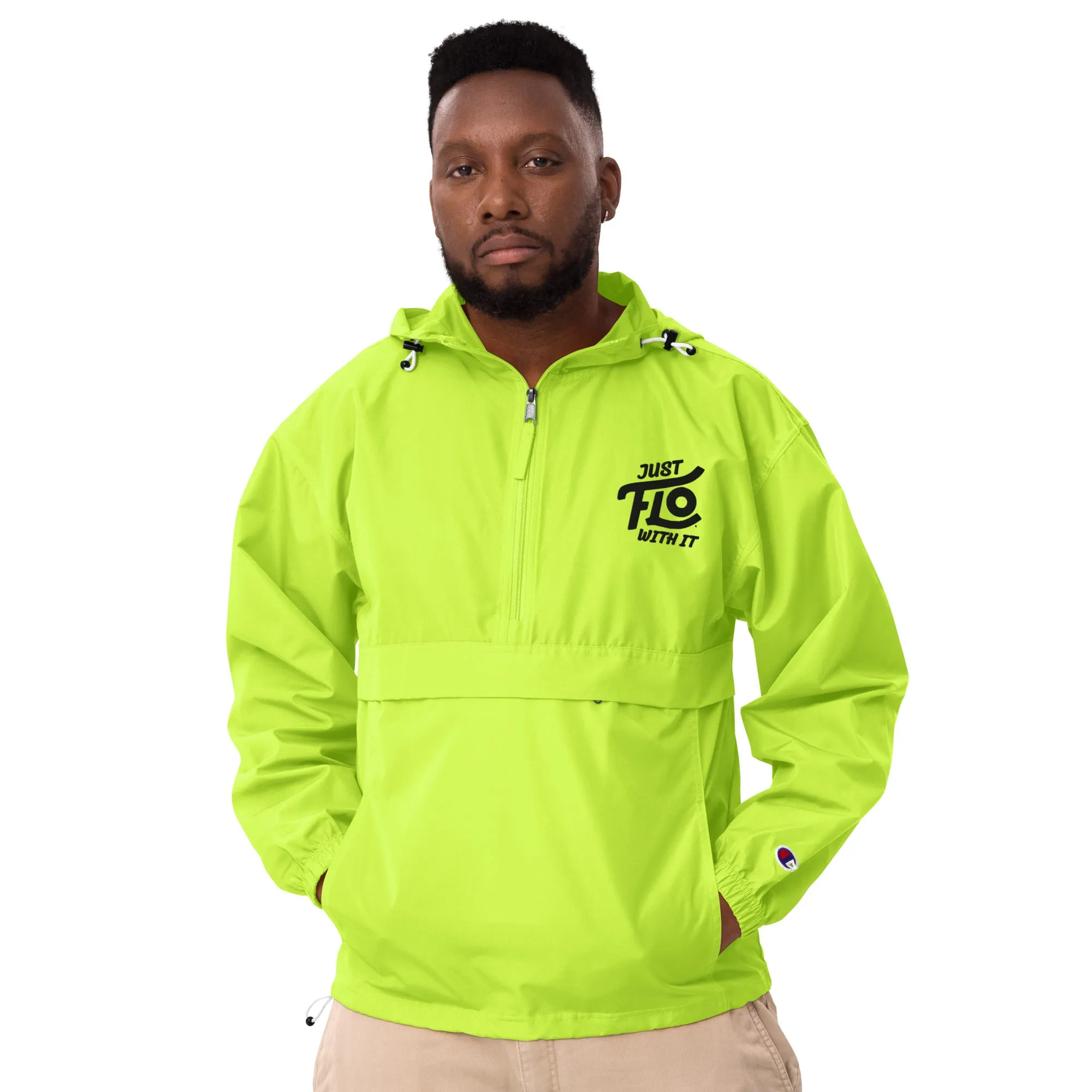 Just FLO With It Embroidered Champion Jacket (Black)