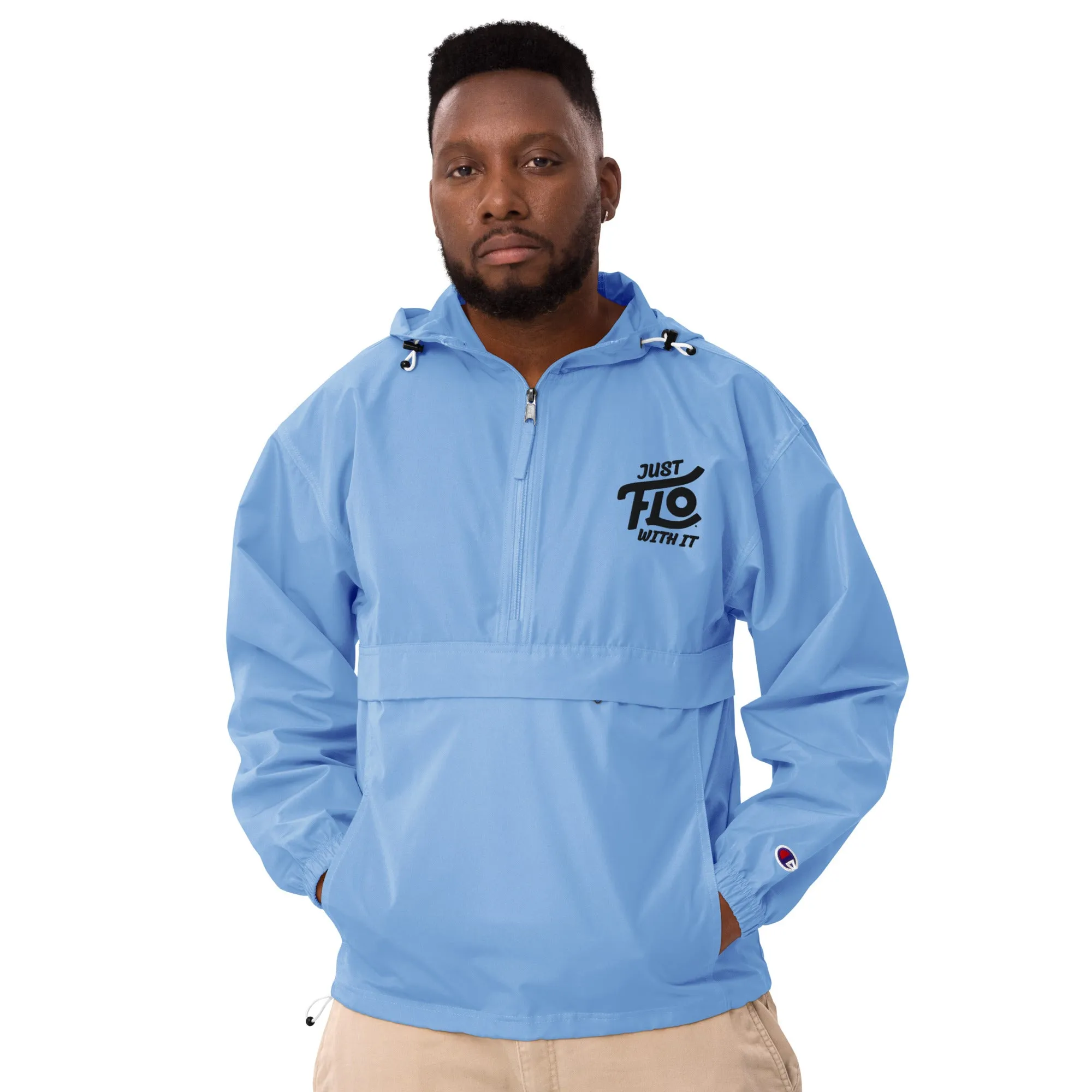 Just FLO With It Embroidered Champion Jacket (Black)