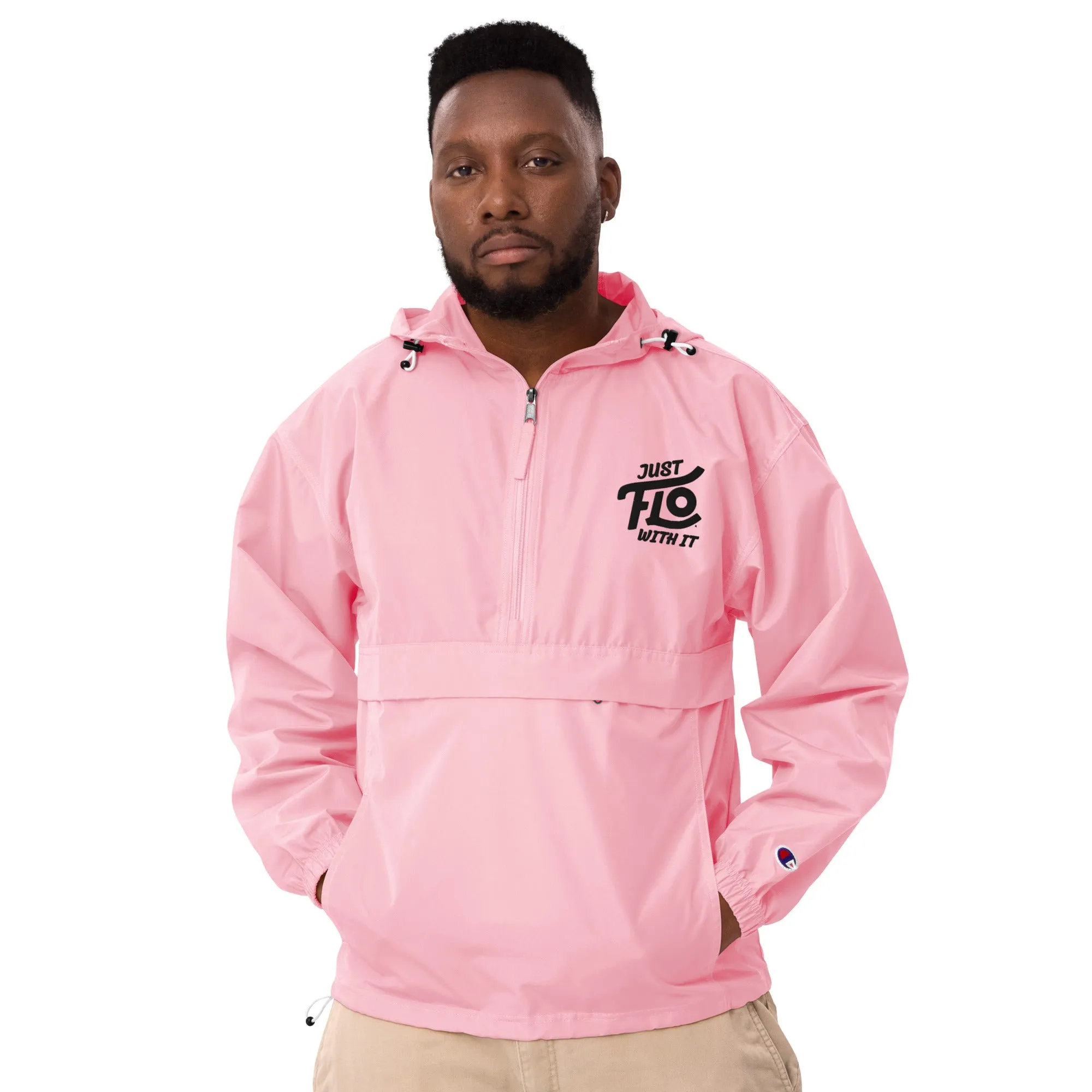 Just FLO With It Embroidered Champion Jacket (Black)