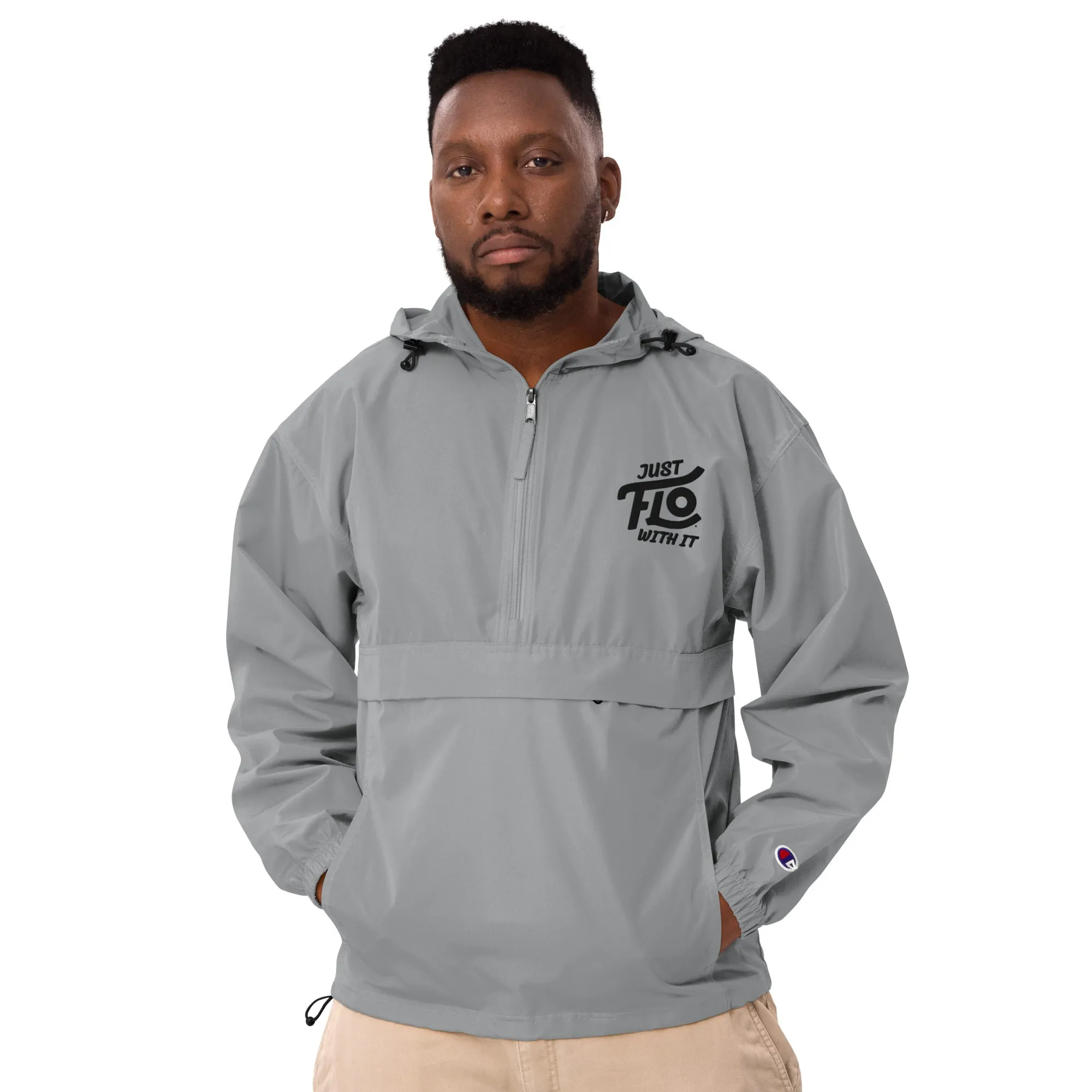 Just FLO With It Embroidered Champion Jacket (Black)