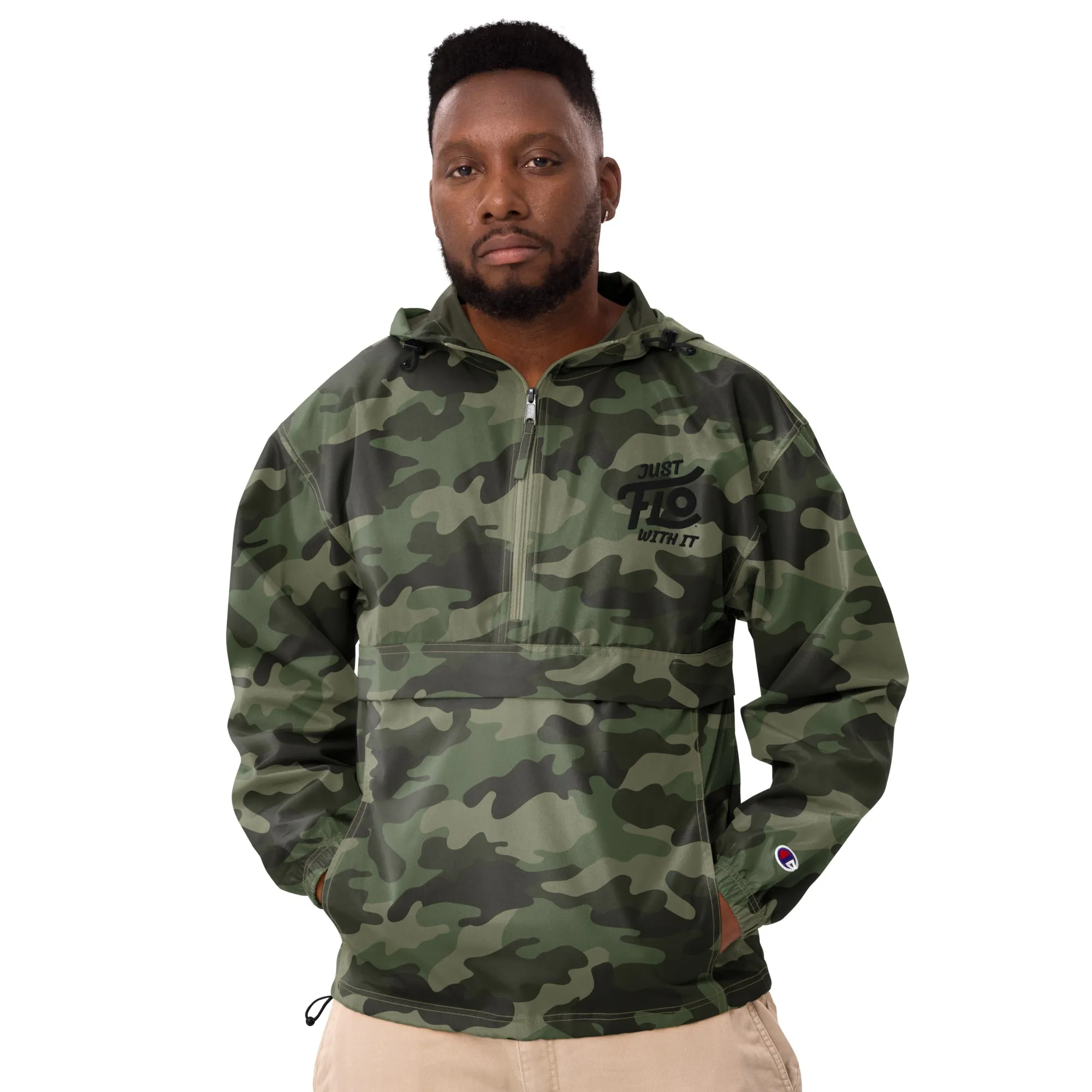 Just FLO With It Embroidered Champion Jacket (Black)