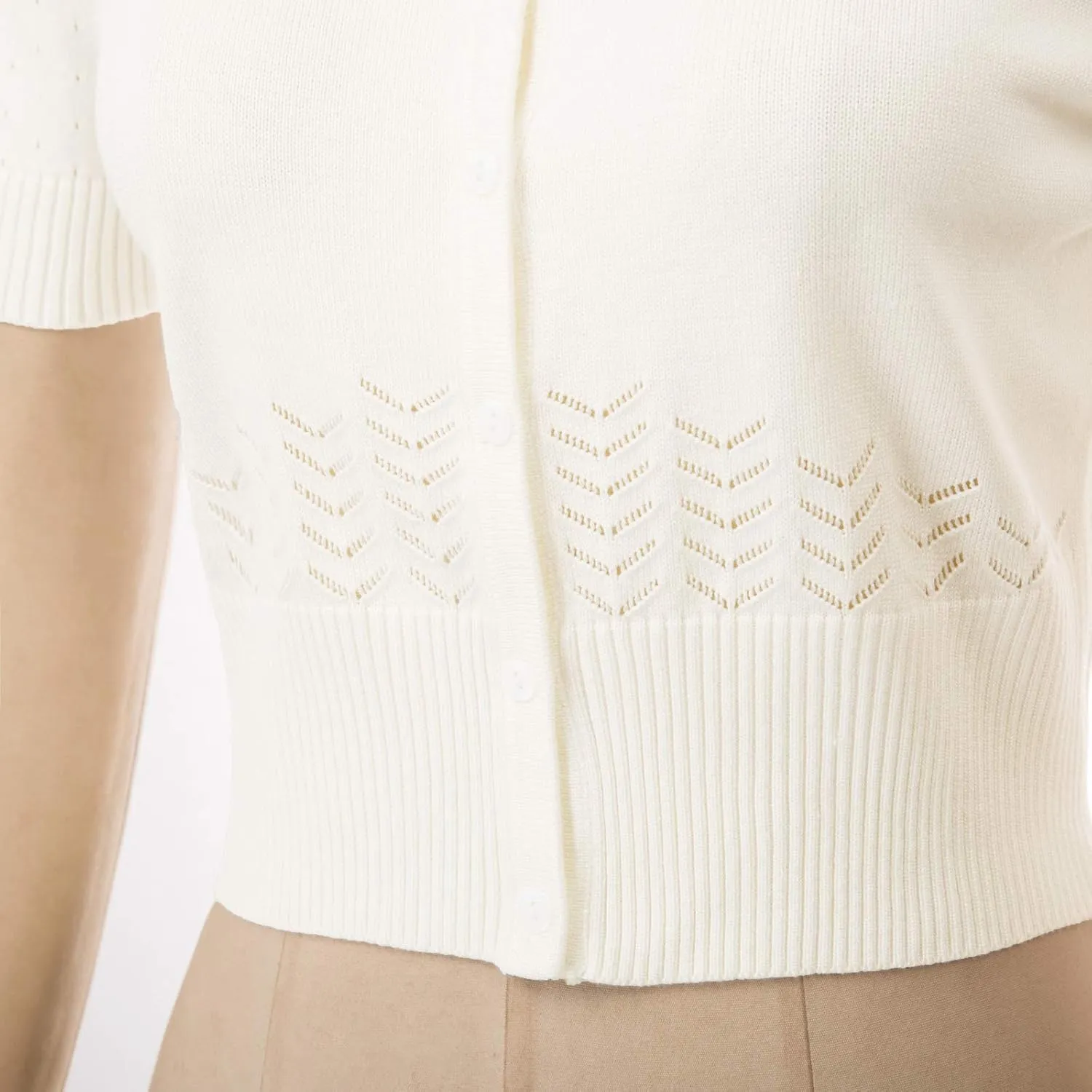 KANCY KOLE Women's Soft Basic Crew Neck Short Sleeve Cropped Bolero Cardigan Sweater