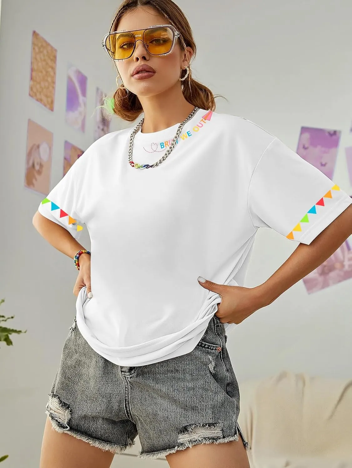 KIDDAD Women's Teacher Shirts Last Day of School Oversized T-Shirt Graphic Tees Class Dismissed Tee Tops