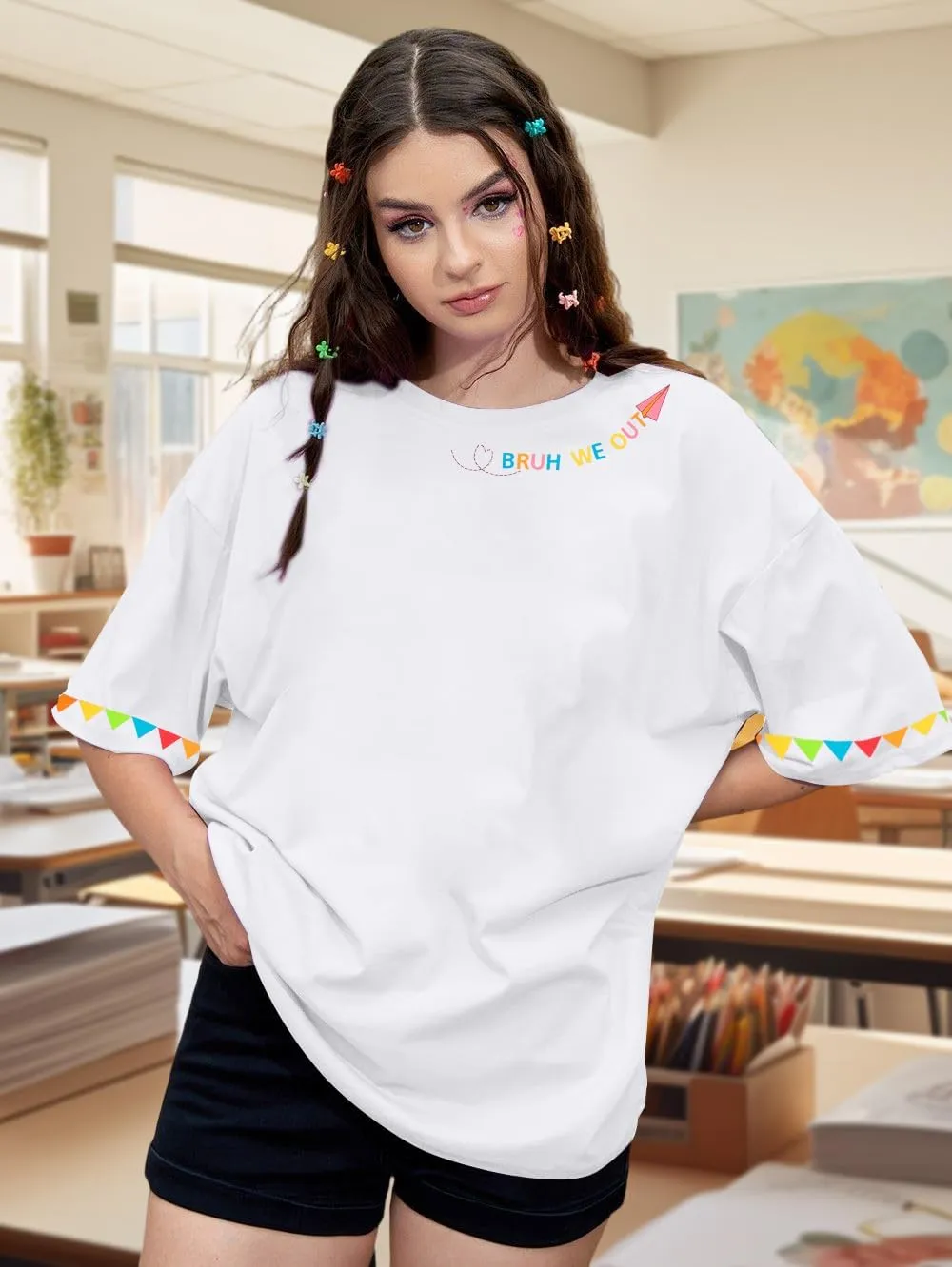 KIDDAD Women's Teacher Shirts Last Day of School Oversized T-Shirt Graphic Tees Class Dismissed Tee Tops