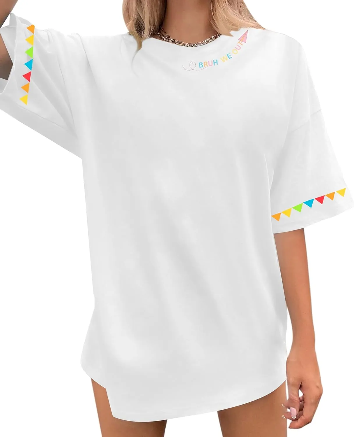 KIDDAD Women's Teacher Shirts Last Day of School Oversized T-Shirt Graphic Tees Class Dismissed Tee Tops