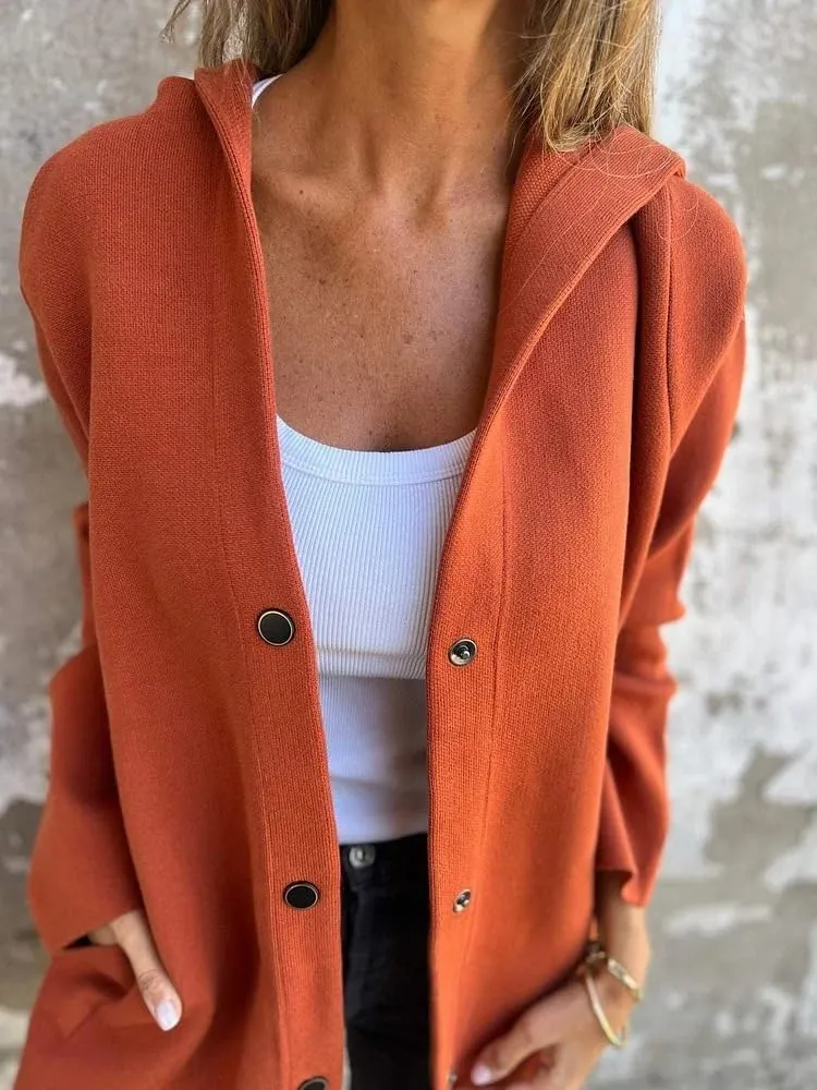 Kubbon Women's Wool Blend Trench Coat Casual Single Breasted Hooded Jacket Lightweight Lapel Long Sleeve Overcoat with Pocket