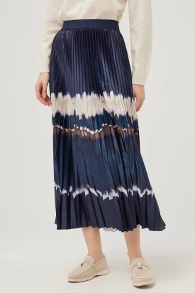Leo & Ugo Skirt Pleated Tie Dye Navy KHJ126