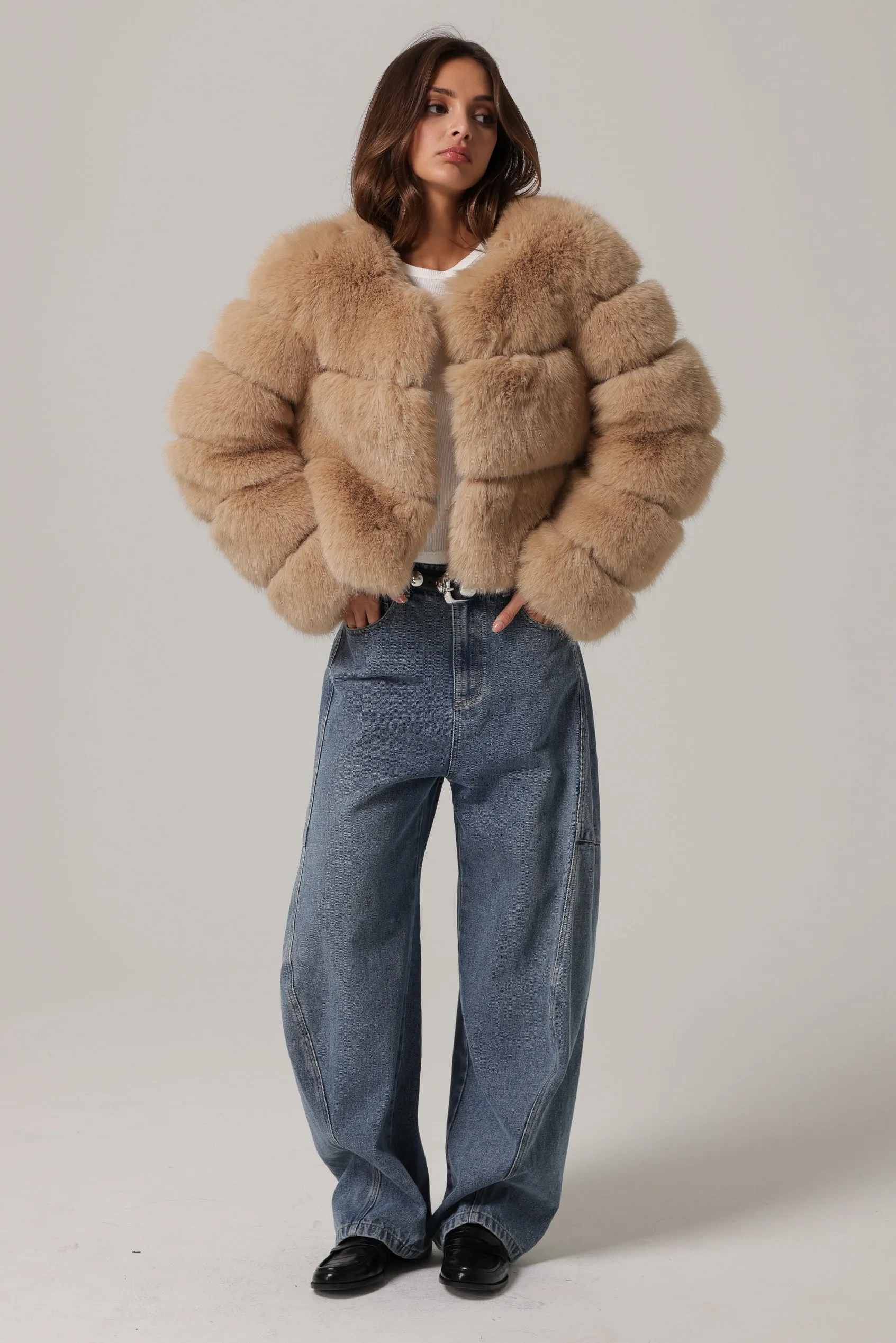 Liana Faux Fur Jacket Latte