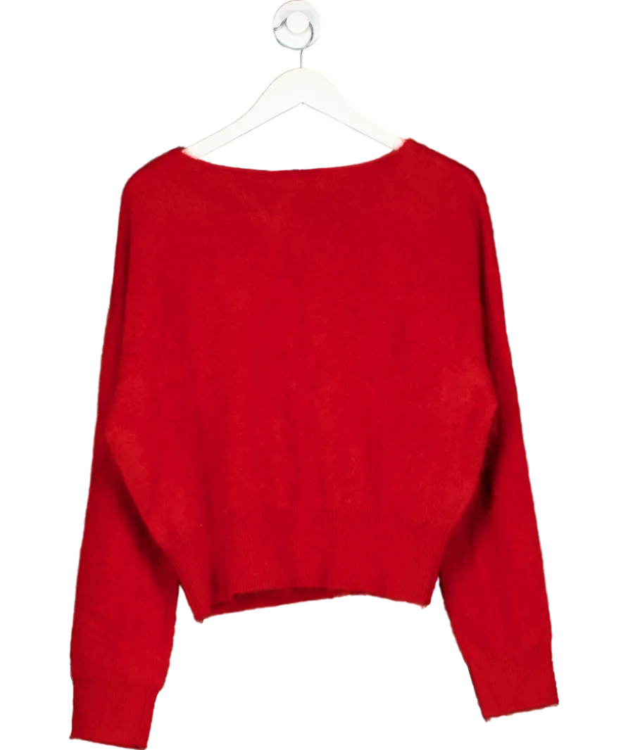LilySilk Red 100% Cashmere V Neck Sweater UK M