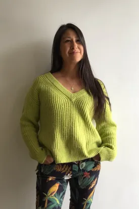 Lime V-Neck Sweater