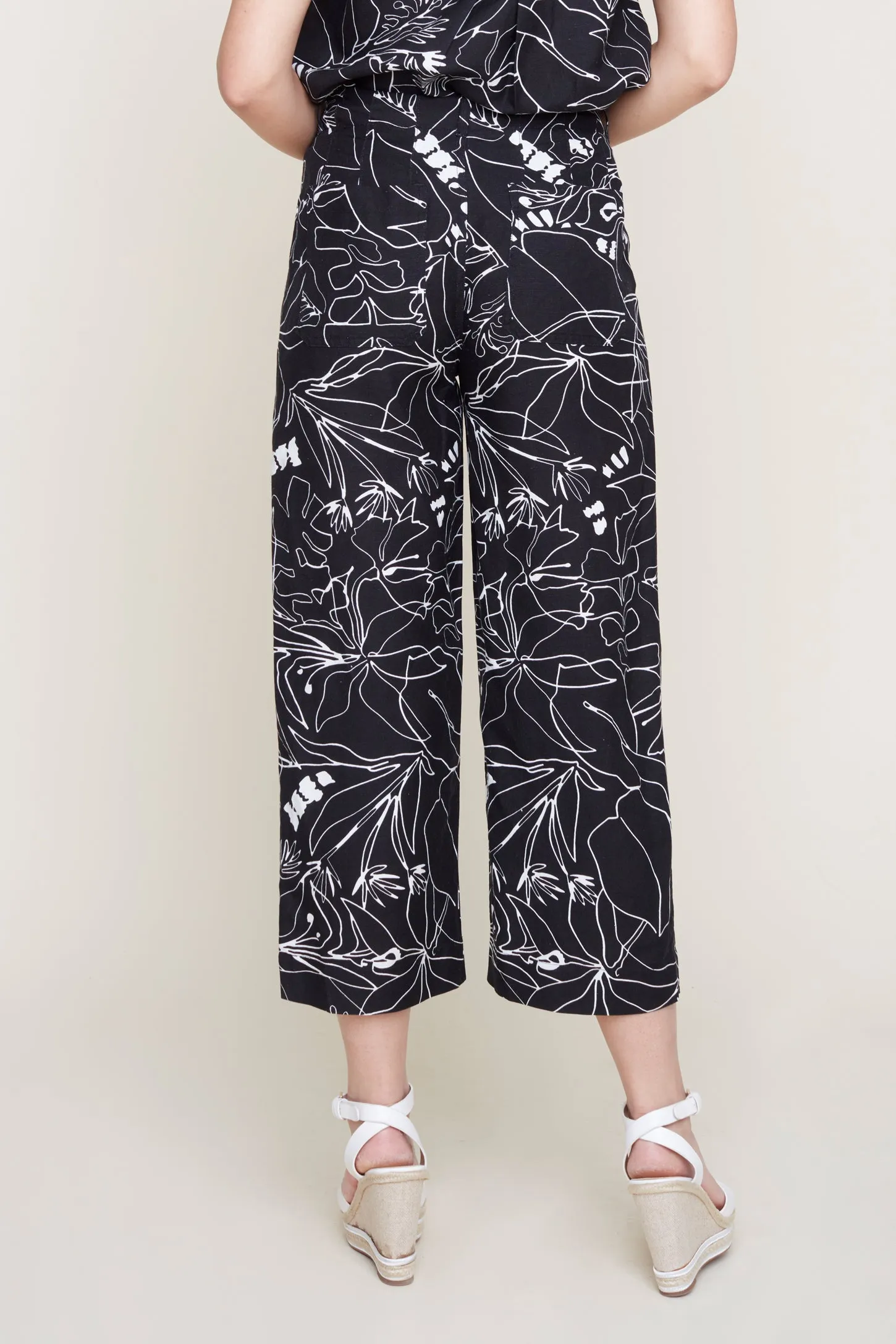 Linen Pull-On Print Culottes