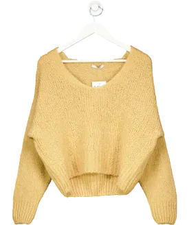 Lumina Beige Slouchy V-neck Mohair Blend Sweater