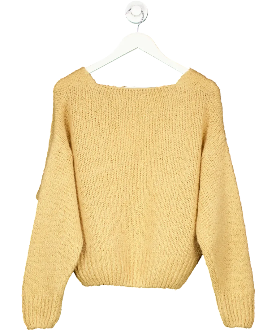 Lumina Beige Slouchy V-neck Mohair Blend Sweater