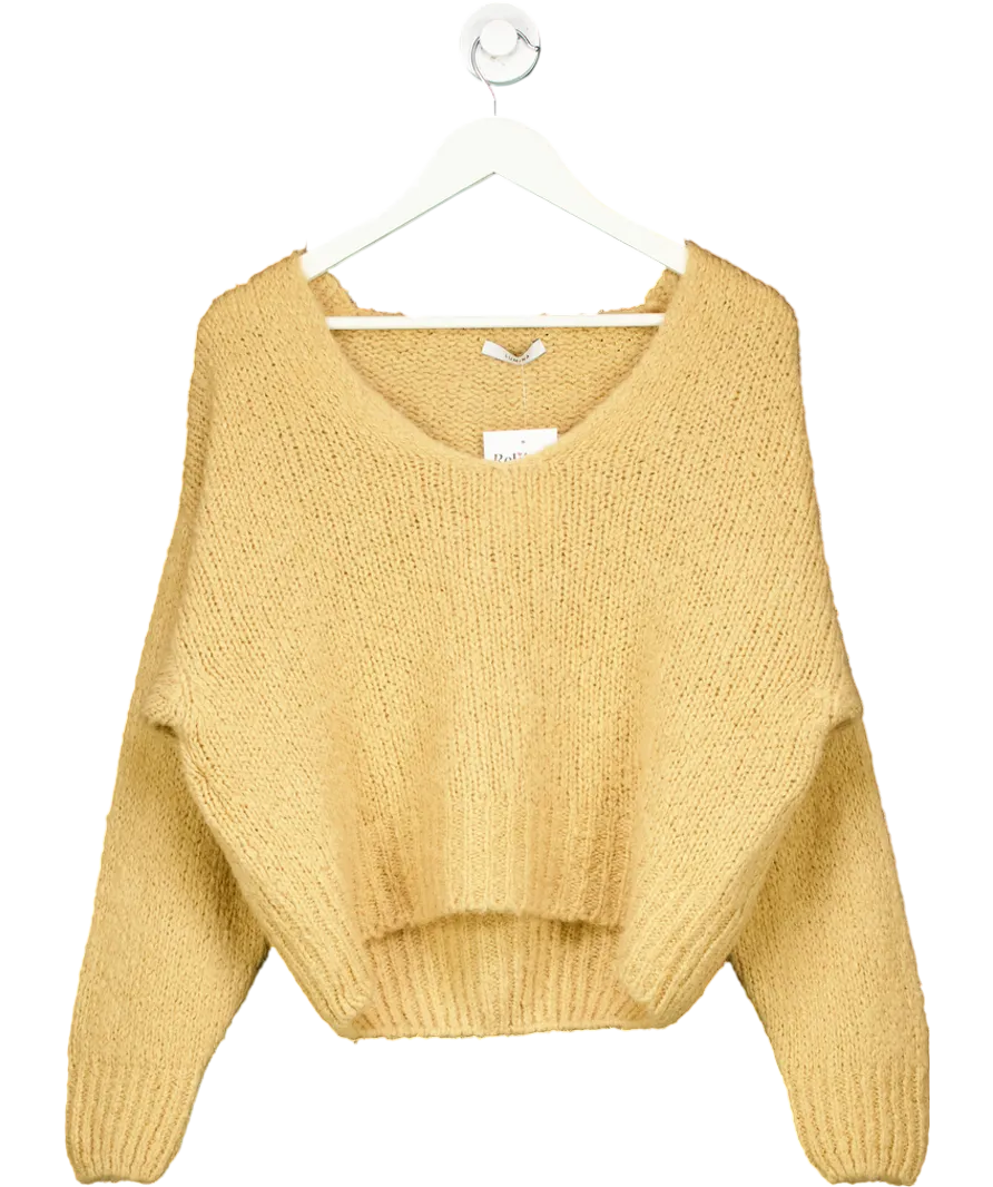 Lumina Beige Slouchy V-neck Mohair Blend Sweater