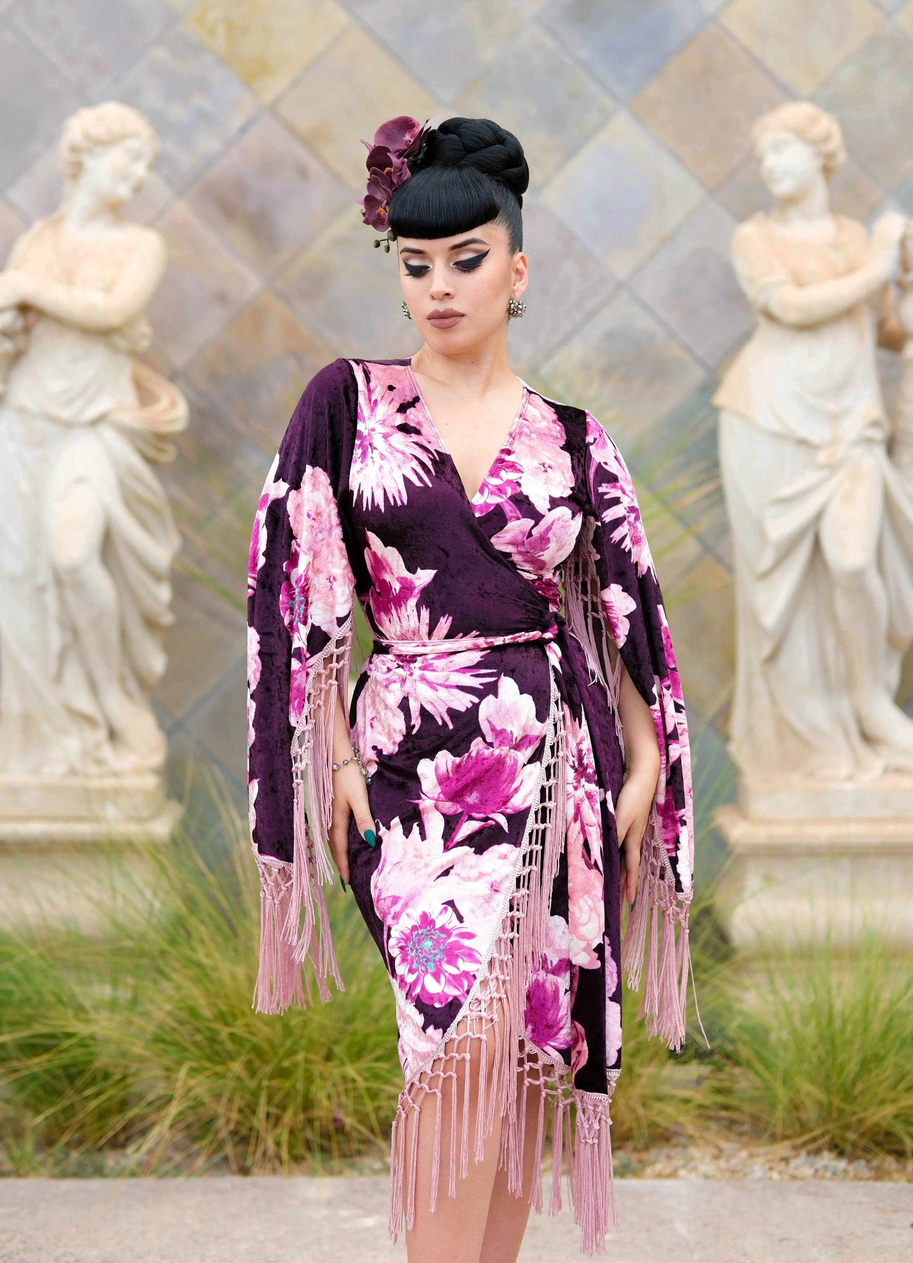 Magdalena Wrap Dress (Plum Flora)