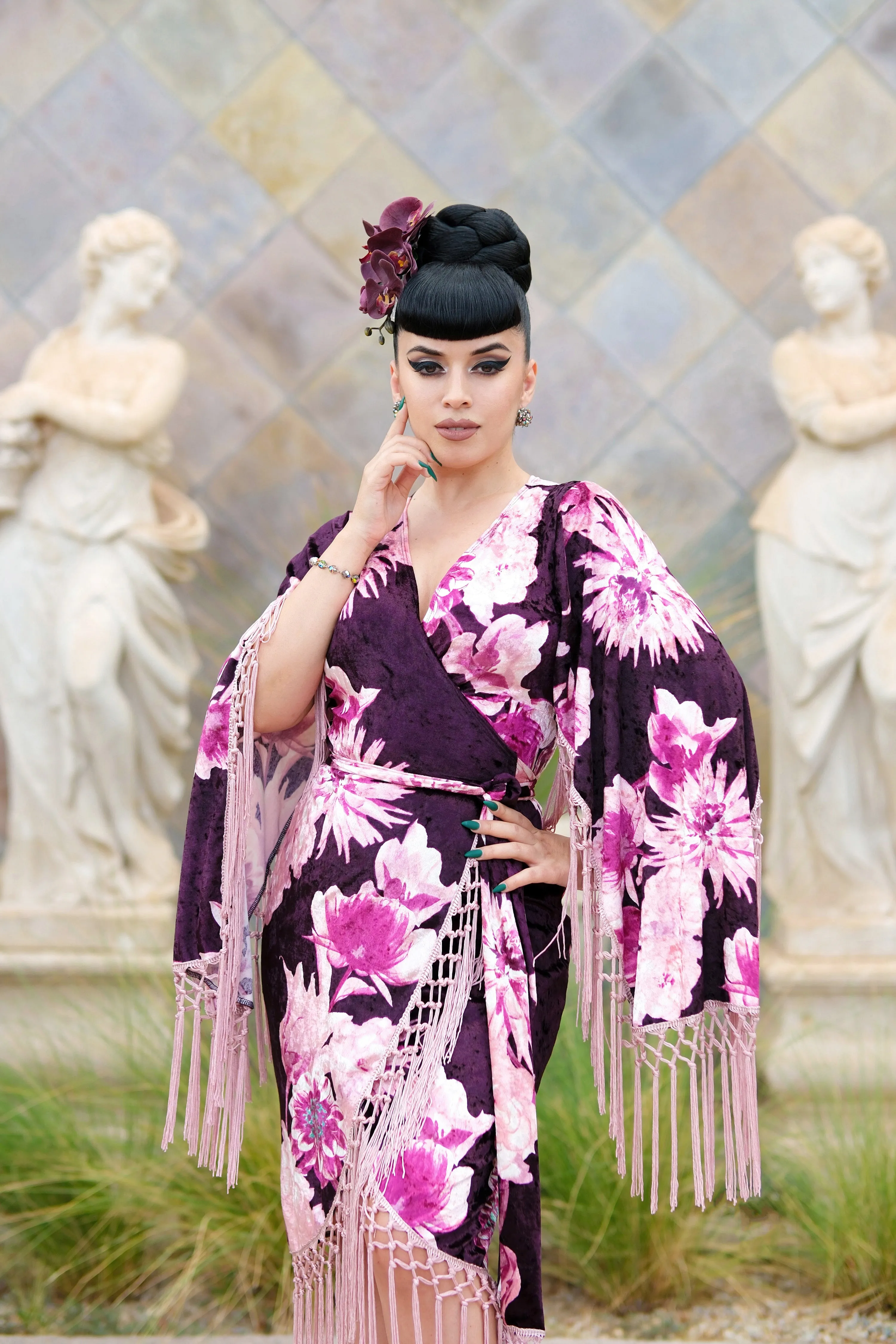 Magdalena Wrap Dress (Plum Flora)