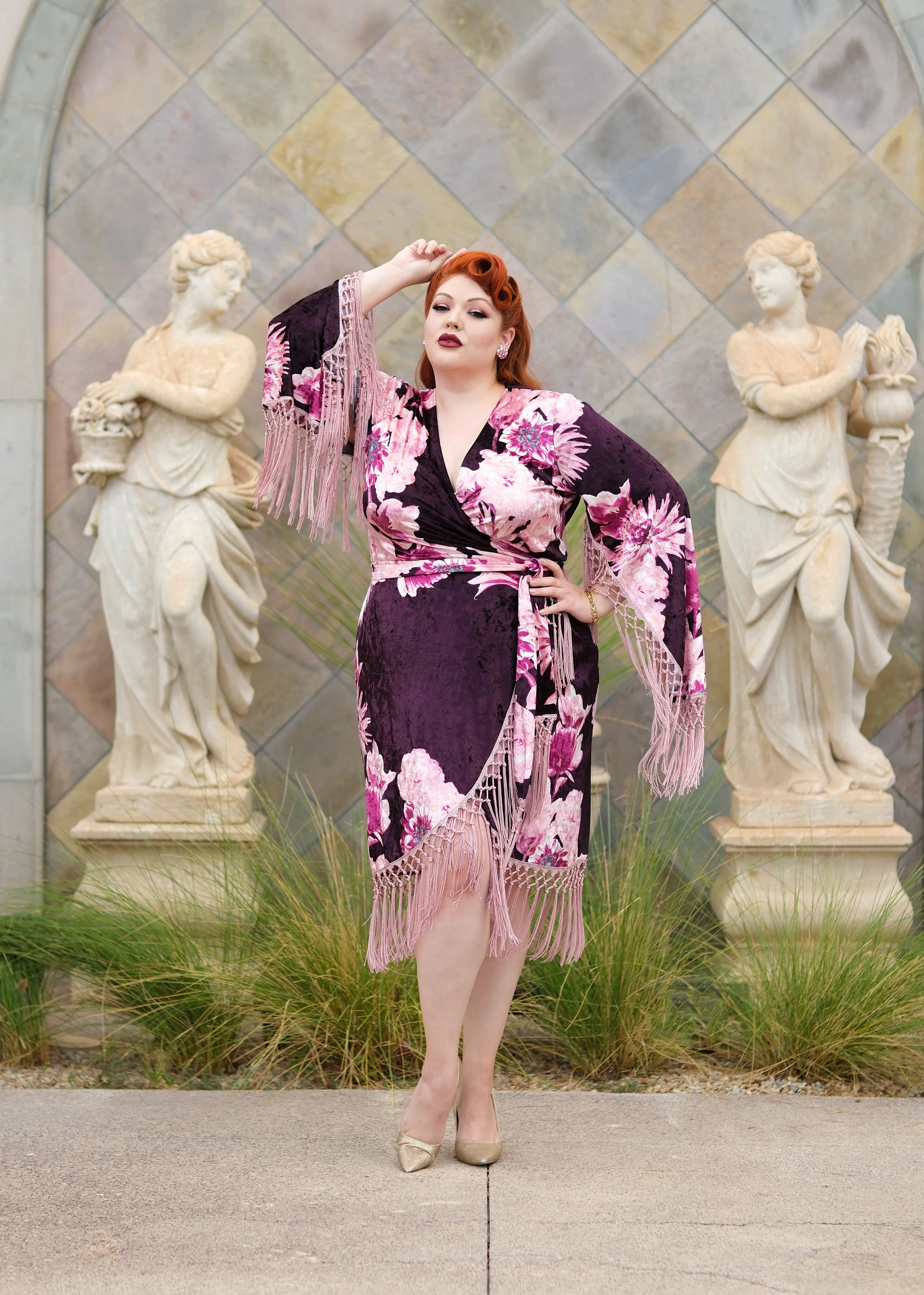 Magdalena Wrap Dress (Plum Flora)