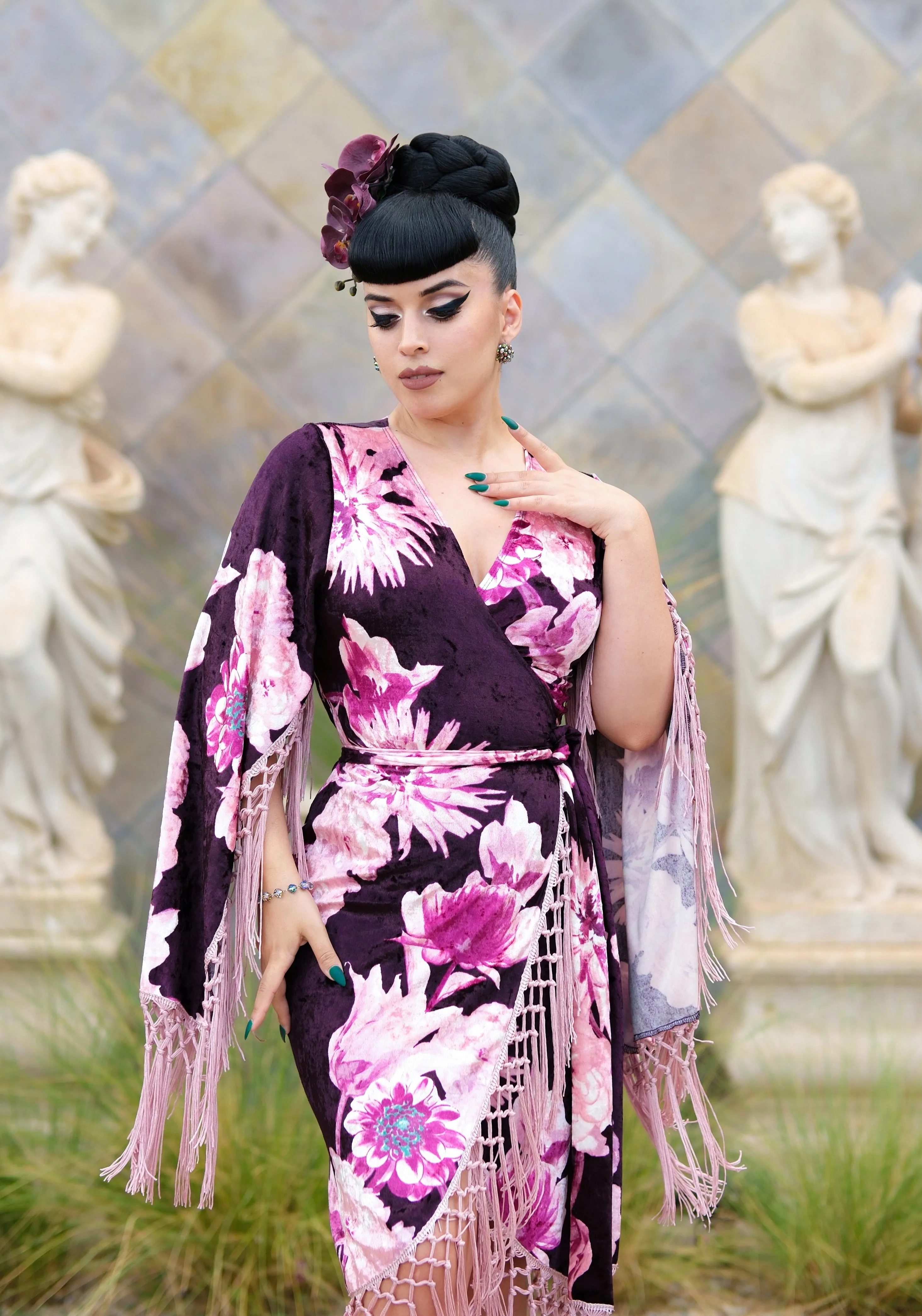 Magdalena Wrap Dress (Plum Flora)